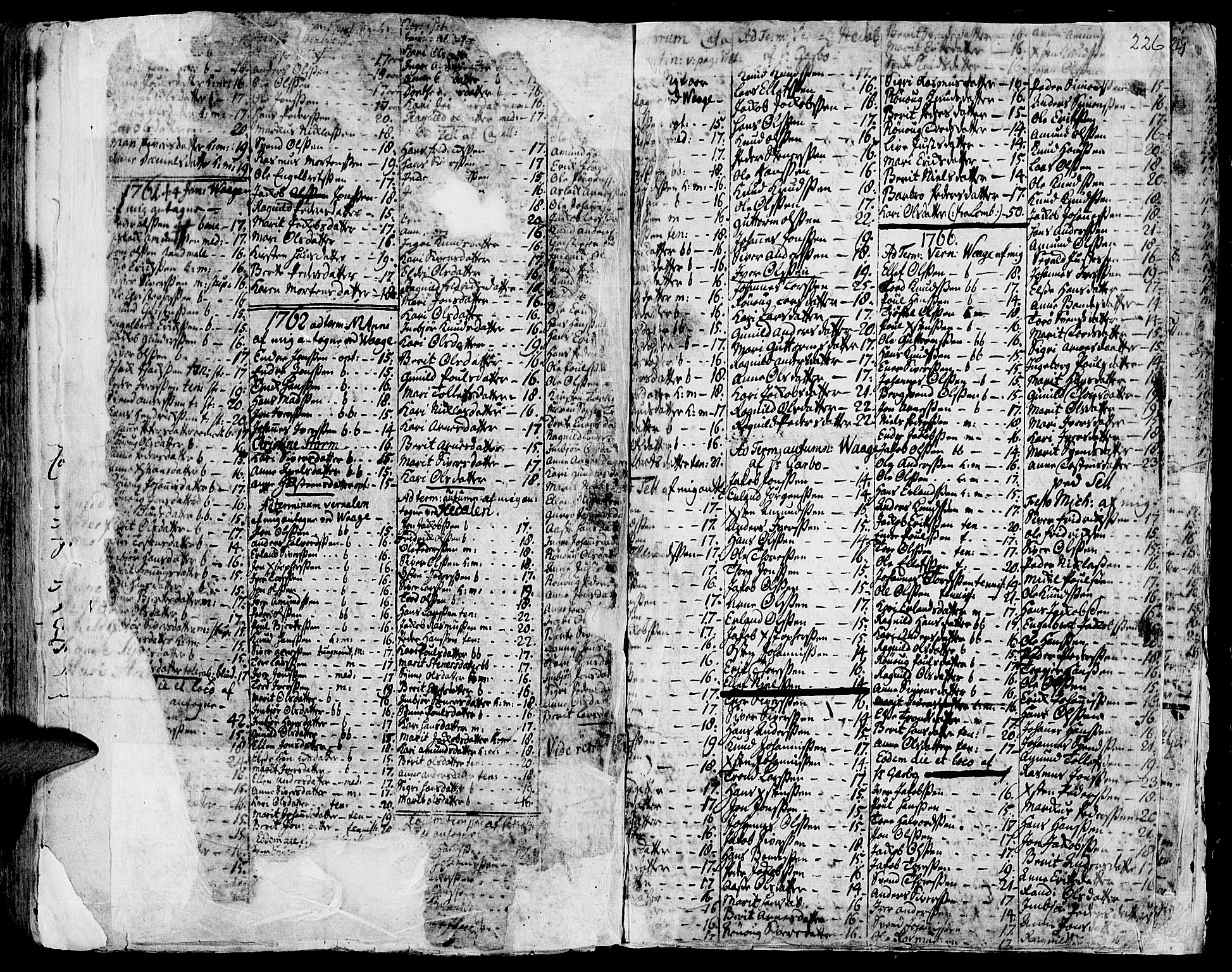 Vågå prestekontor, AV/SAH-PREST-076/H/Ha/Haa/L0001: Ministerialbok nr. 1, 1739-1810, s. 226