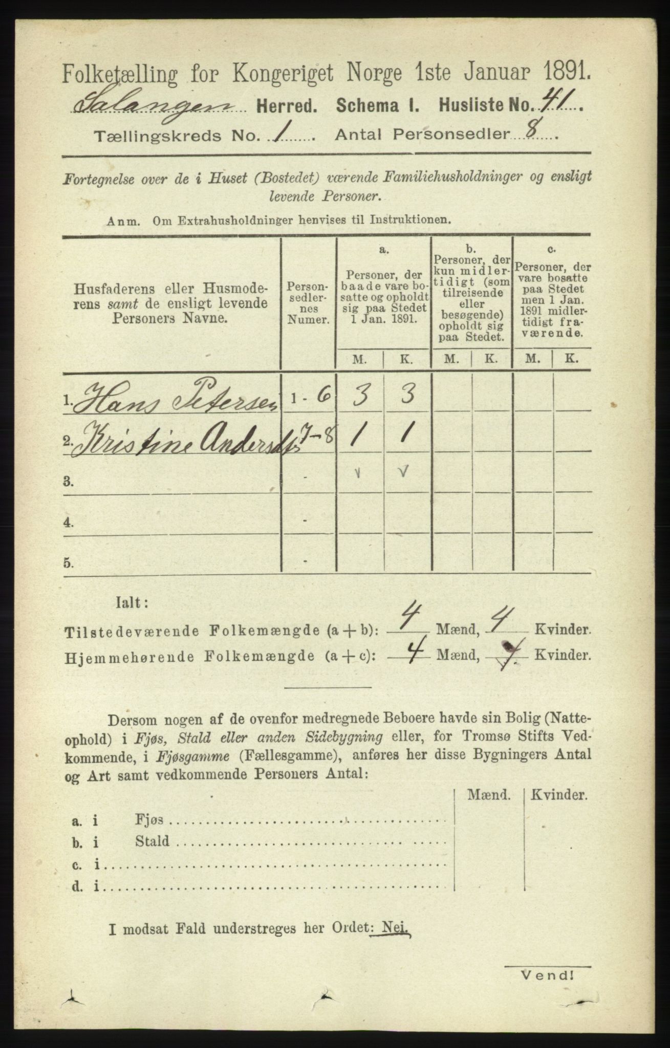 RA, Folketelling 1891 for 1921 Salangen herred, 1891, s. 54