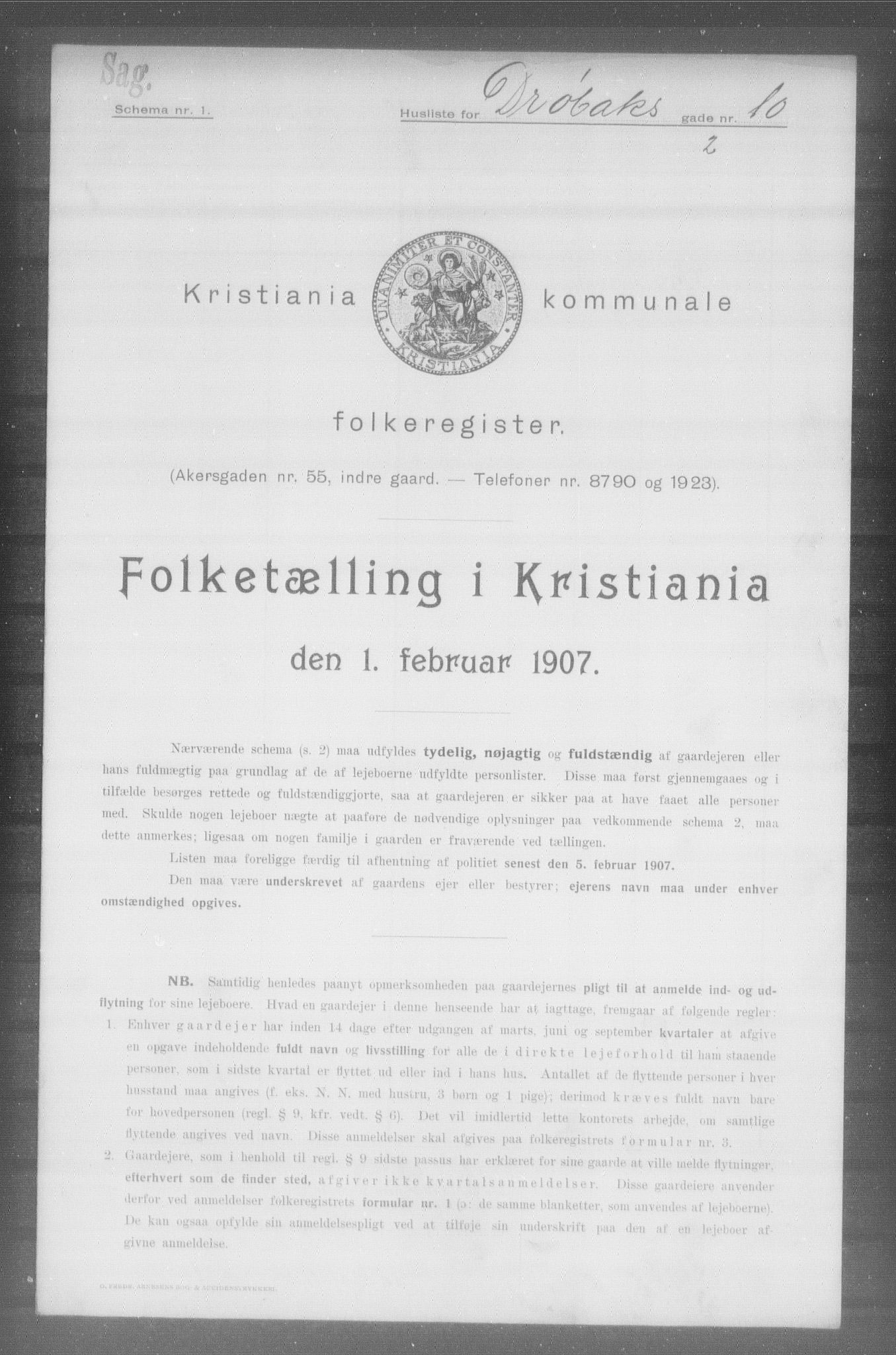 OBA, Kommunal folketelling 1.2.1907 for Kristiania kjøpstad, 1907, s. 8876
