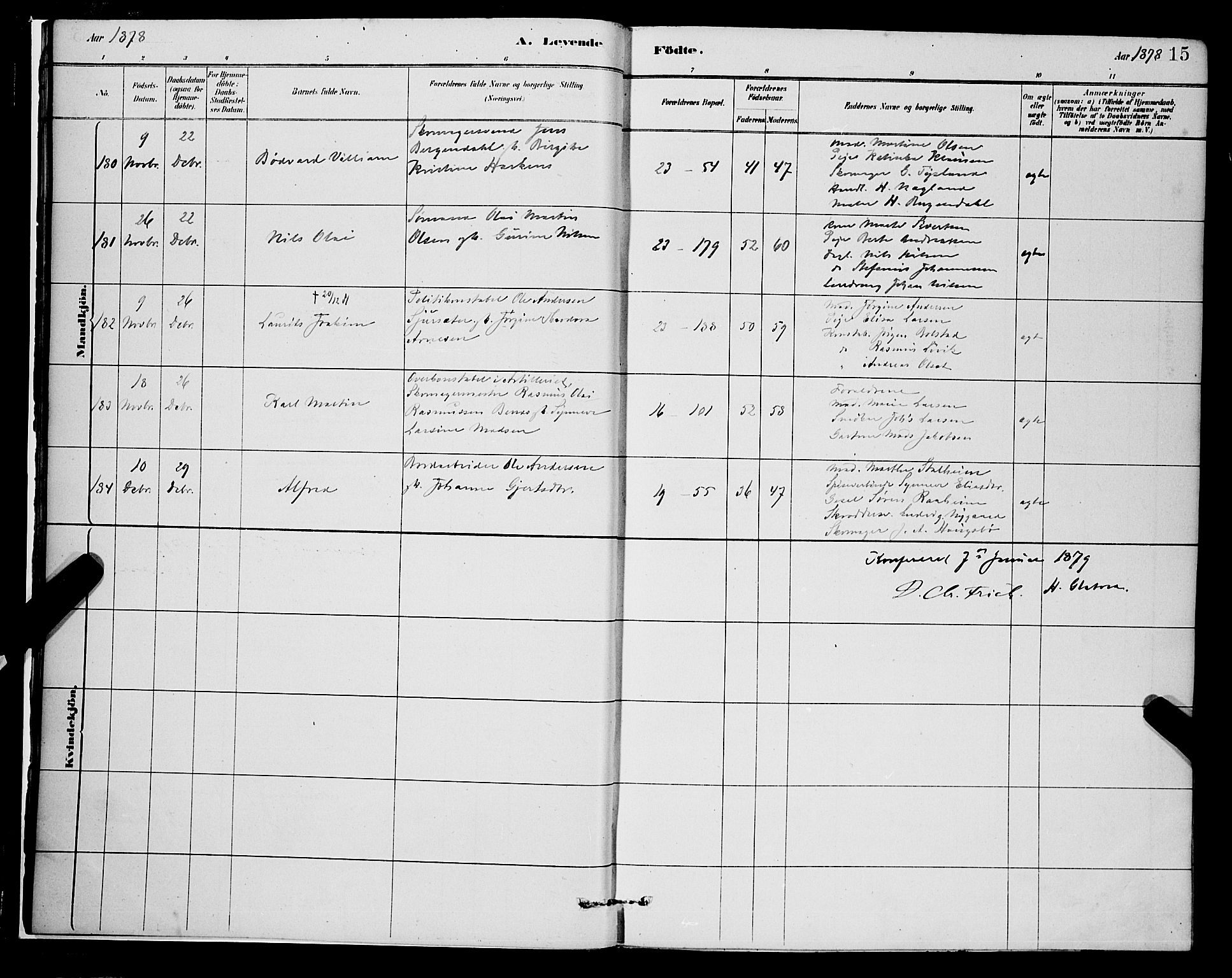 Korskirken sokneprestembete, AV/SAB-A-76101/H/Hab: Klokkerbok nr. B 8, 1878-1887, s. 15
