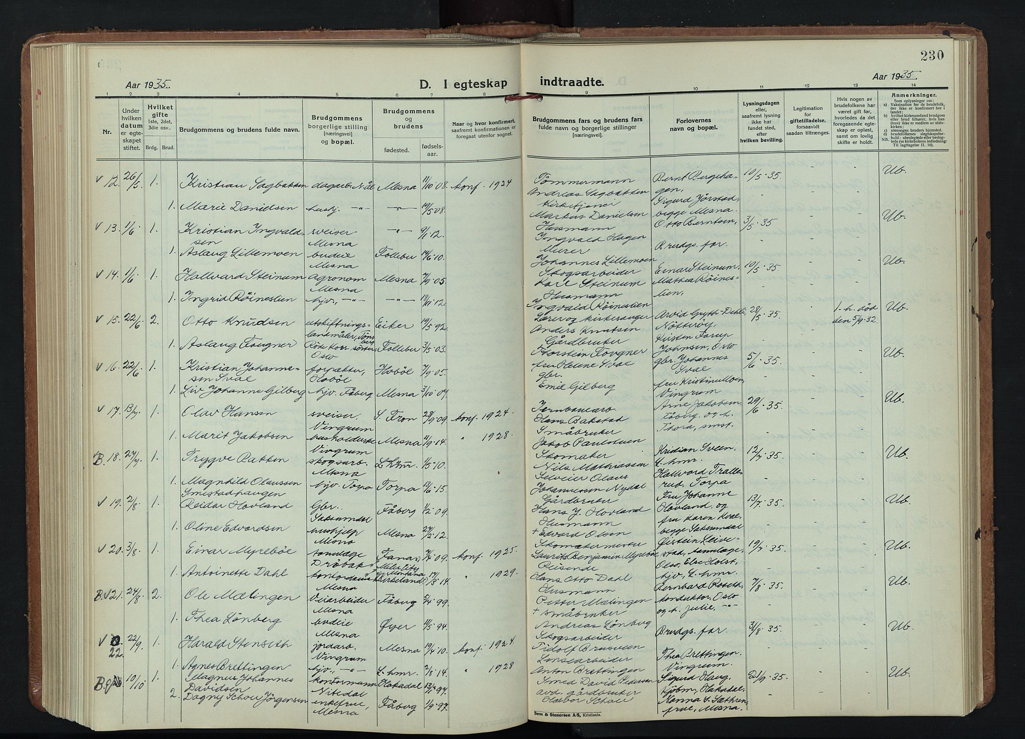 Fåberg prestekontor, SAH/PREST-086/H/Ha/Hab/L0015: Klokkerbok nr. 15, 1924-1949, s. 230