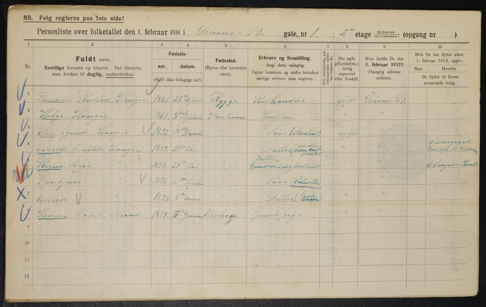 OBA, Kommunal folketelling 1.2.1914 for Kristiania, 1914, s. 90077