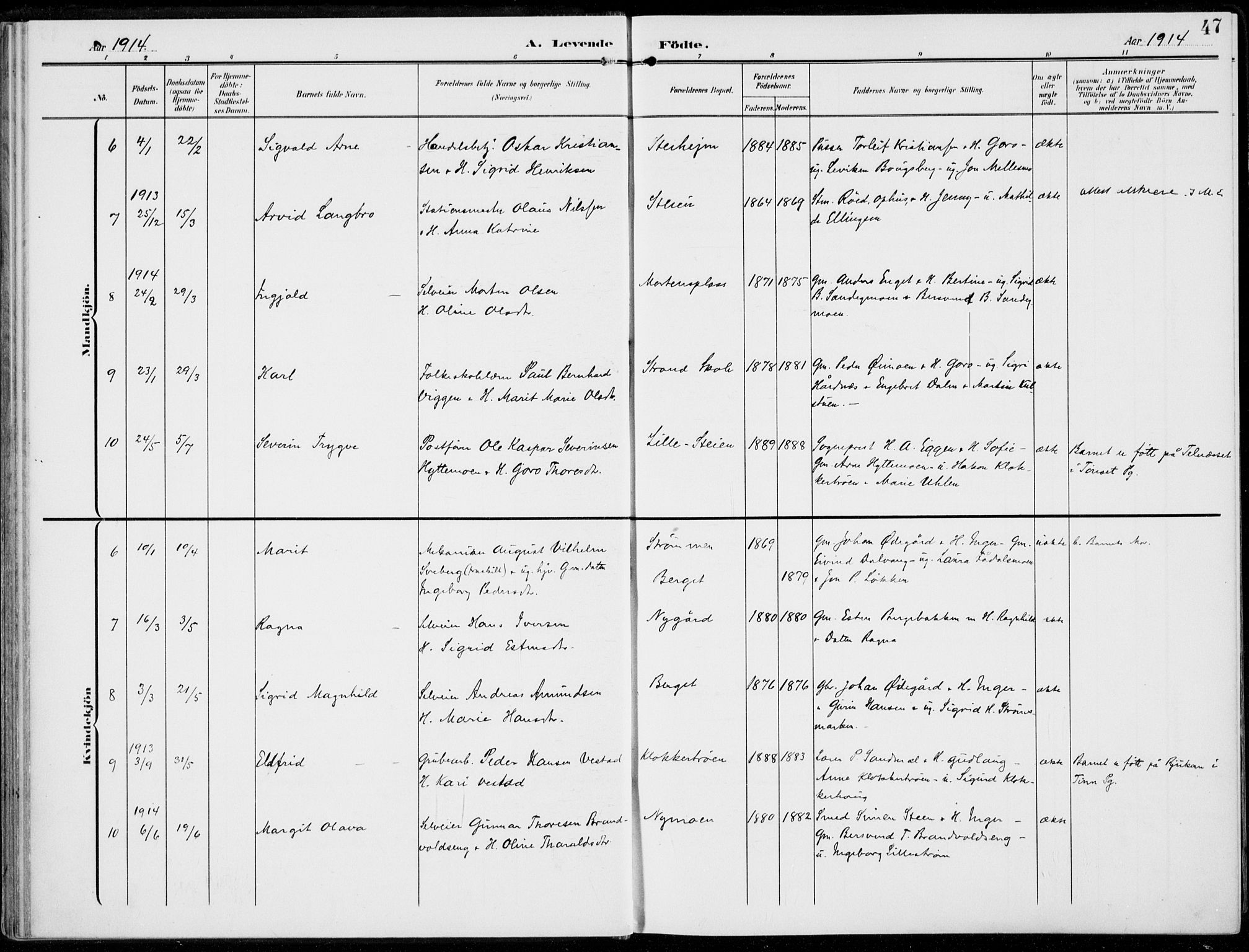 Alvdal prestekontor, AV/SAH-PREST-060/H/Ha/Haa/L0004: Ministerialbok nr. 4, 1907-1919, s. 47