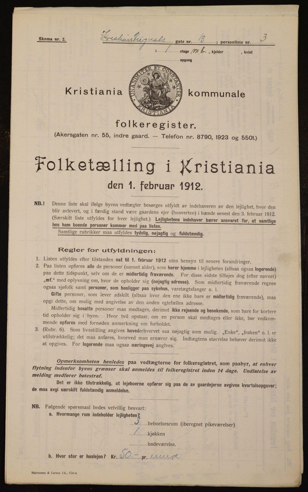 OBA, Kommunal folketelling 1.2.1912 for Kristiania, 1912, s. 54301