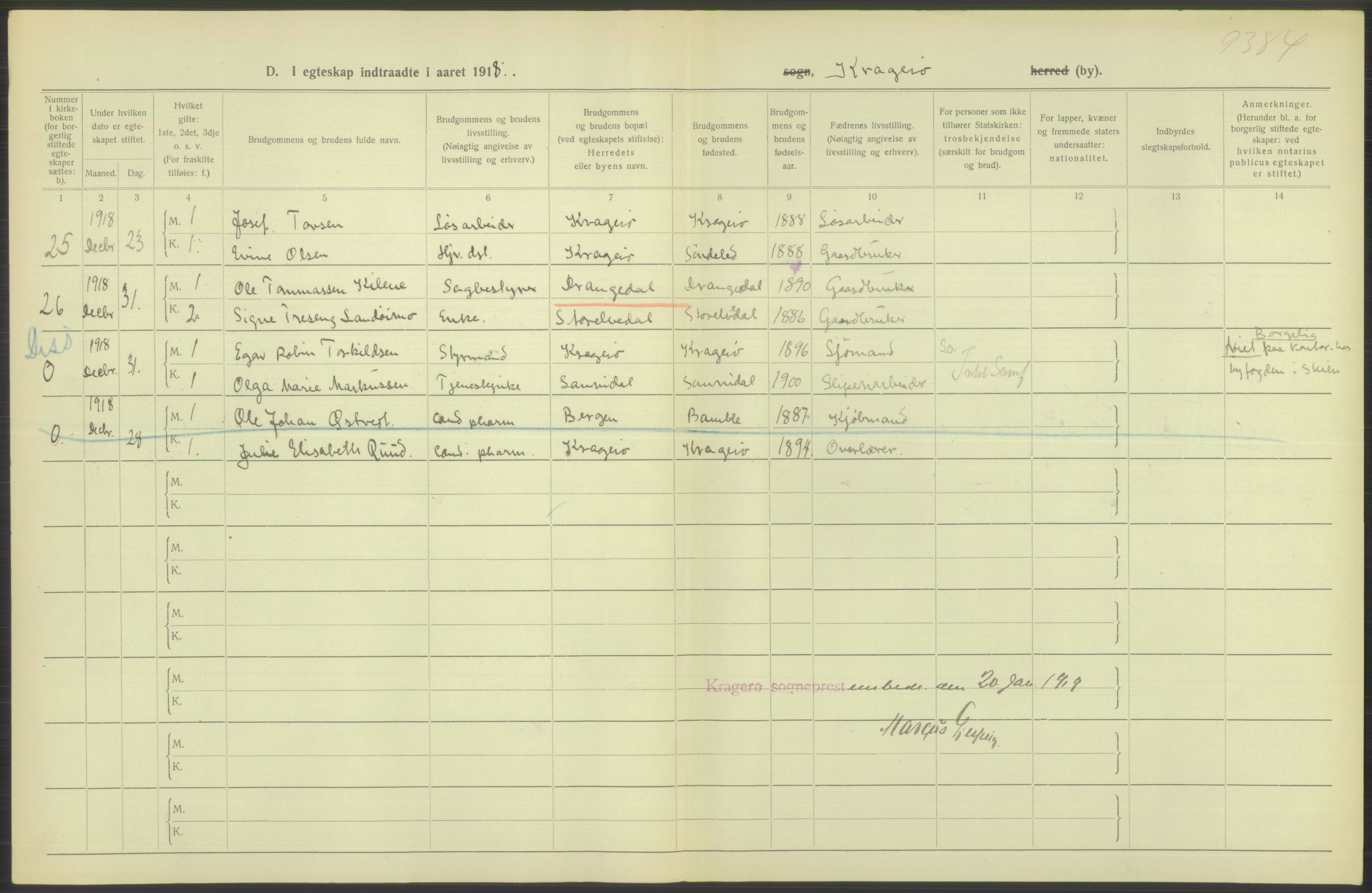 Statistisk sentralbyrå, Sosiodemografiske emner, Befolkning, RA/S-2228/D/Df/Dfb/Dfbh/L0025: Telemark fylke: Gifte, dødfødte. Bygder og byer., 1918, s. 50