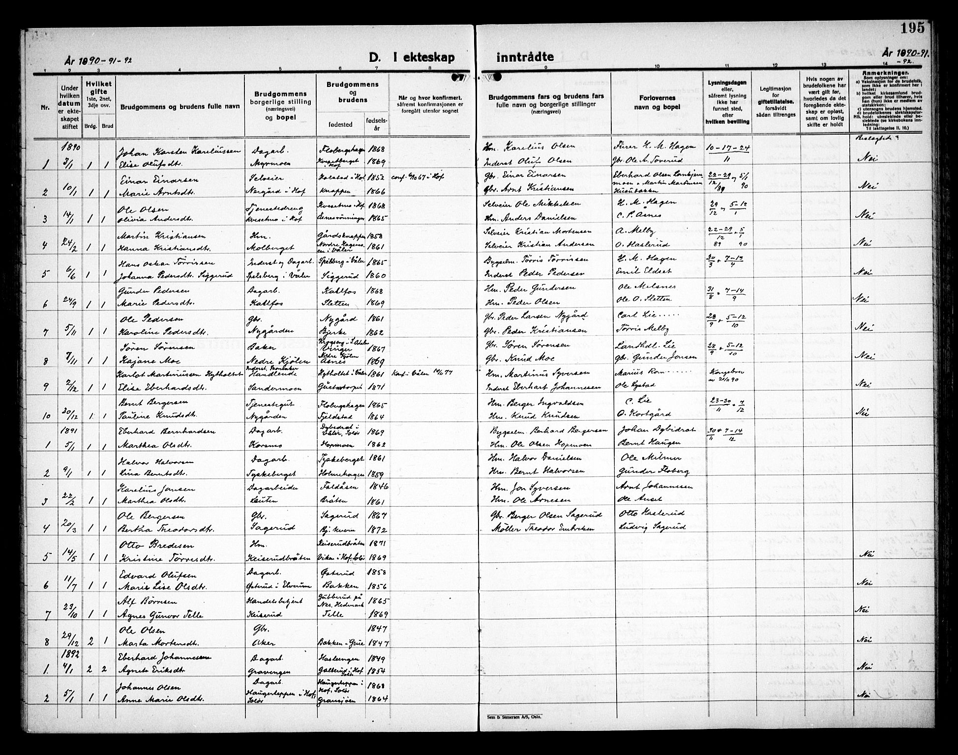 Åsnes prestekontor, AV/SAH-PREST-042/H/Ha/Haa/L0000C: Ministerialbok nr. 0A, 1890-1929, s. 195