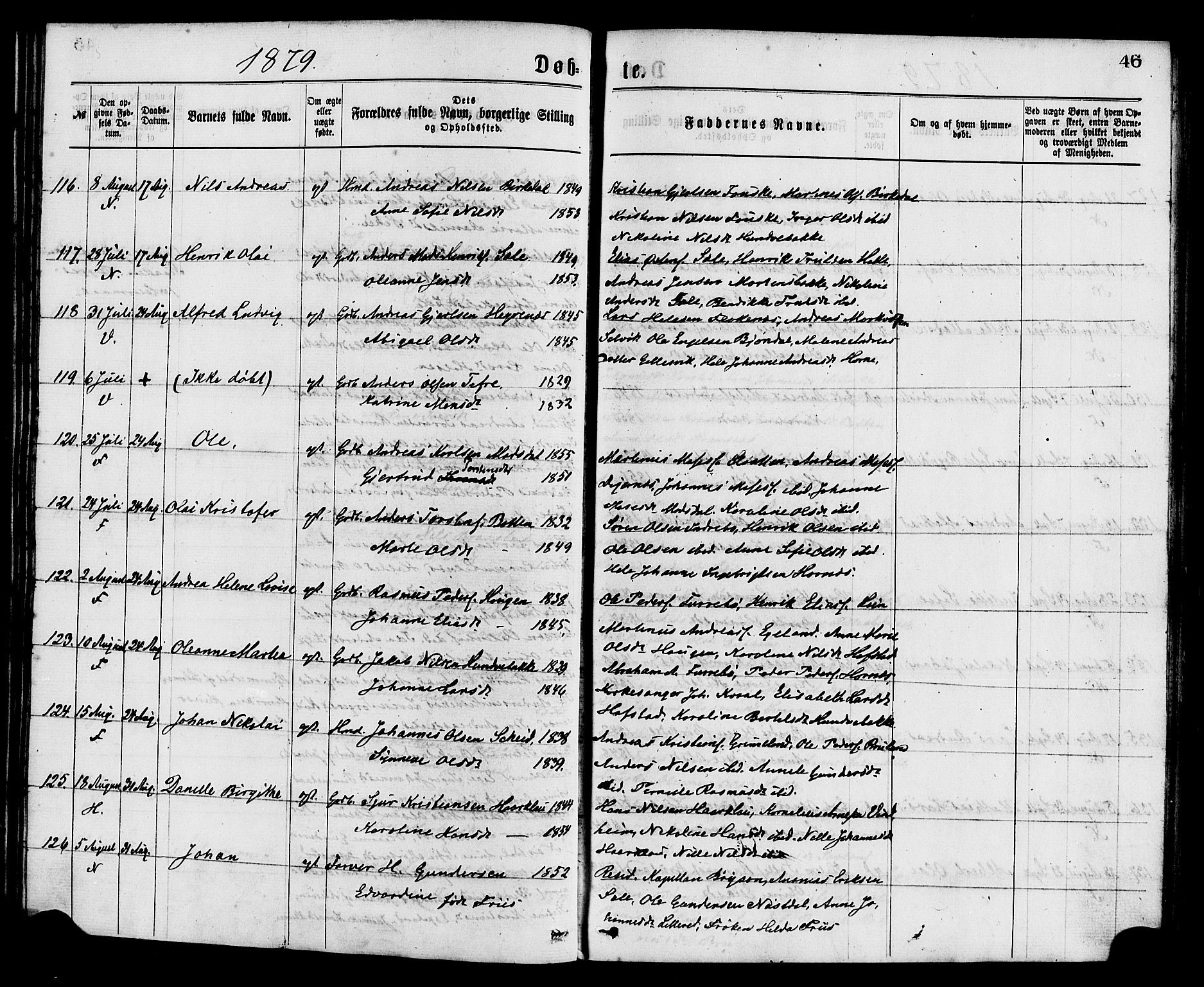 Førde sokneprestembete, AV/SAB-A-79901/H/Haa/Haaa/L0011: Ministerialbok nr. A 11, 1877-1880, s. 46