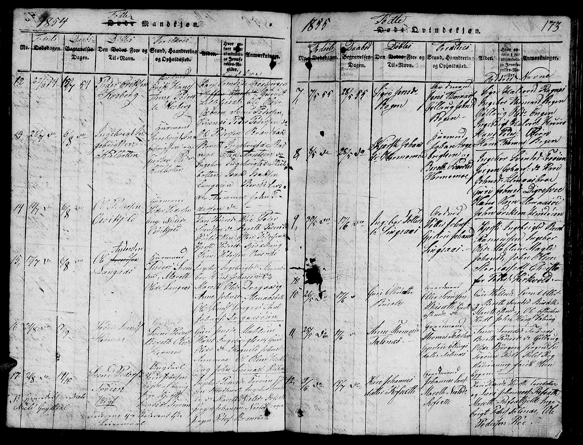 Ministerialprotokoller, klokkerbøker og fødselsregistre - Sør-Trøndelag, AV/SAT-A-1456/688/L1026: Klokkerbok nr. 688C01, 1817-1860, s. 173