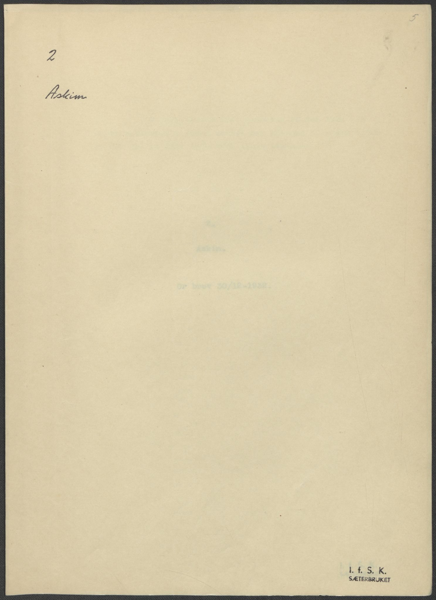 Instituttet for sammenlignende kulturforskning, AV/RA-PA-0424/F/Fc/L0002/0001: Eske B2: / Østfold (perm I), 1932-1935, s. 5