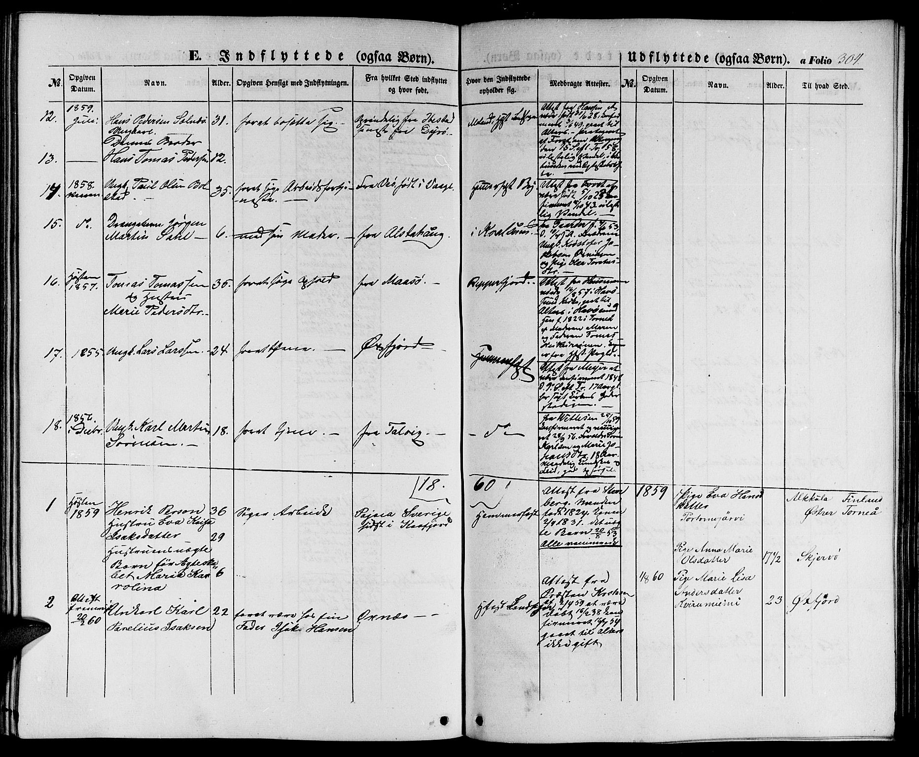 Hammerfest sokneprestkontor, AV/SATØ-S-1347/H/Hb/L0002.klokk: Klokkerbok nr. 2, 1851-1861, s. 304