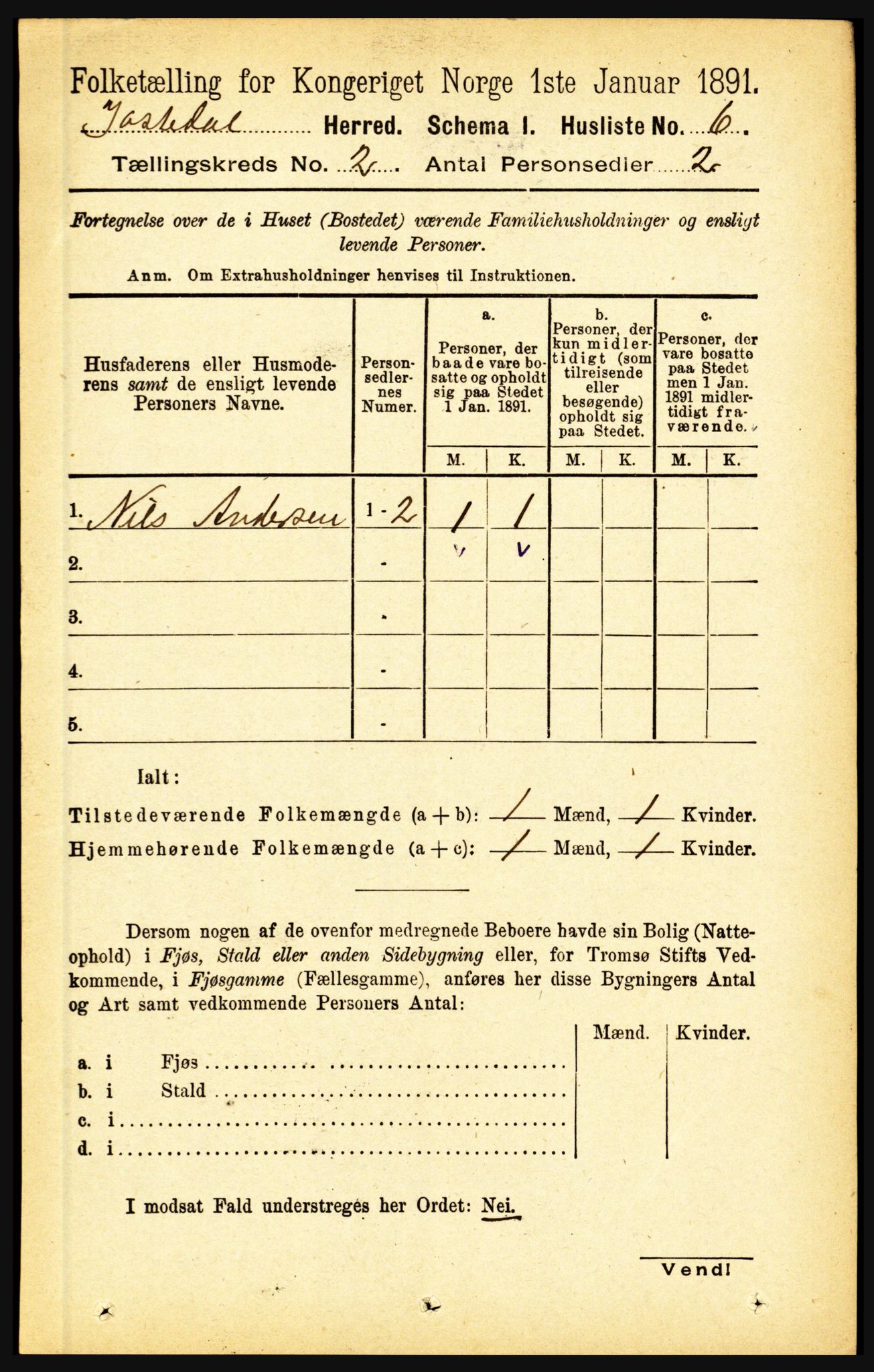 RA, Folketelling 1891 for 1427 Jostedal herred, 1891, s. 457