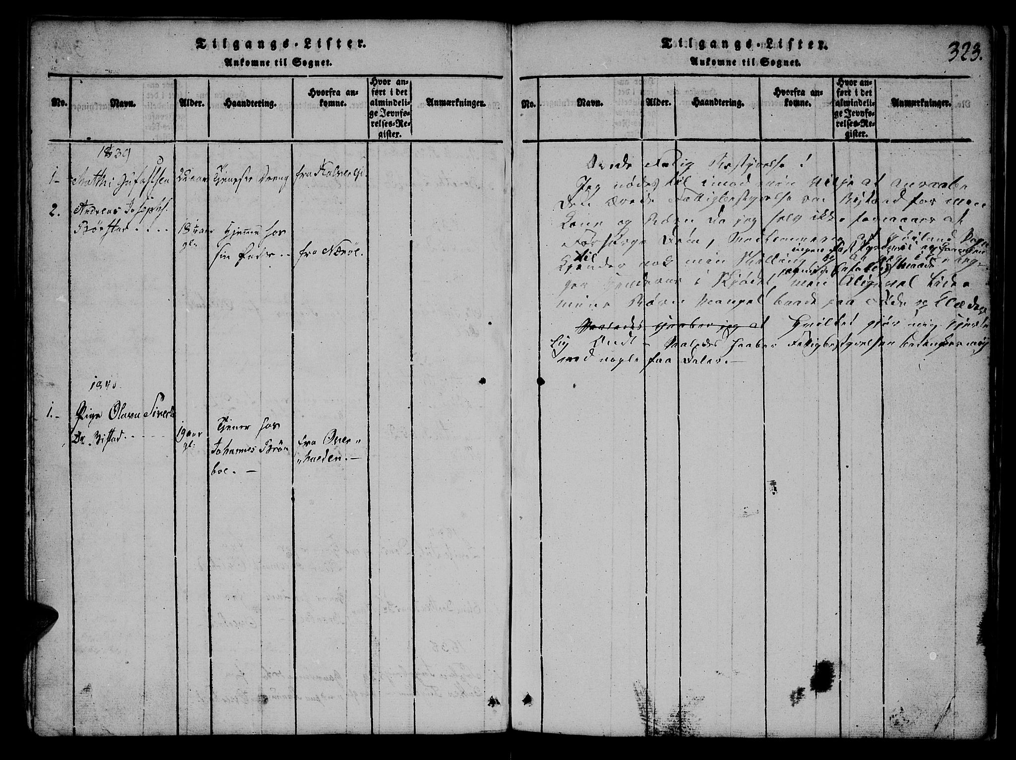 Ministerialprotokoller, klokkerbøker og fødselsregistre - Nord-Trøndelag, AV/SAT-A-1458/765/L0562: Klokkerbok nr. 765C01, 1817-1851, s. 323