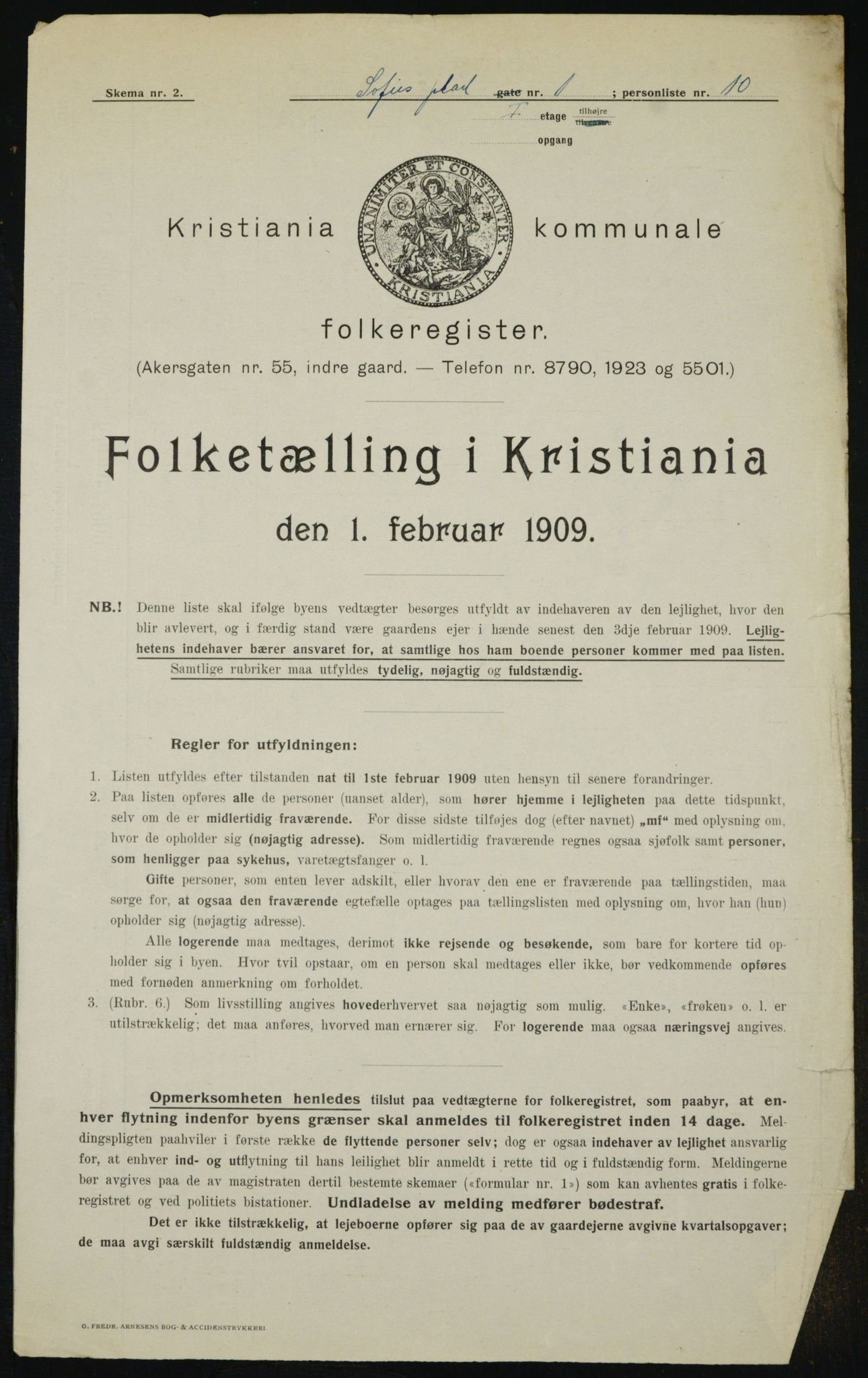 OBA, Kommunal folketelling 1.2.1909 for Kristiania kjøpstad, 1909, s. 90088