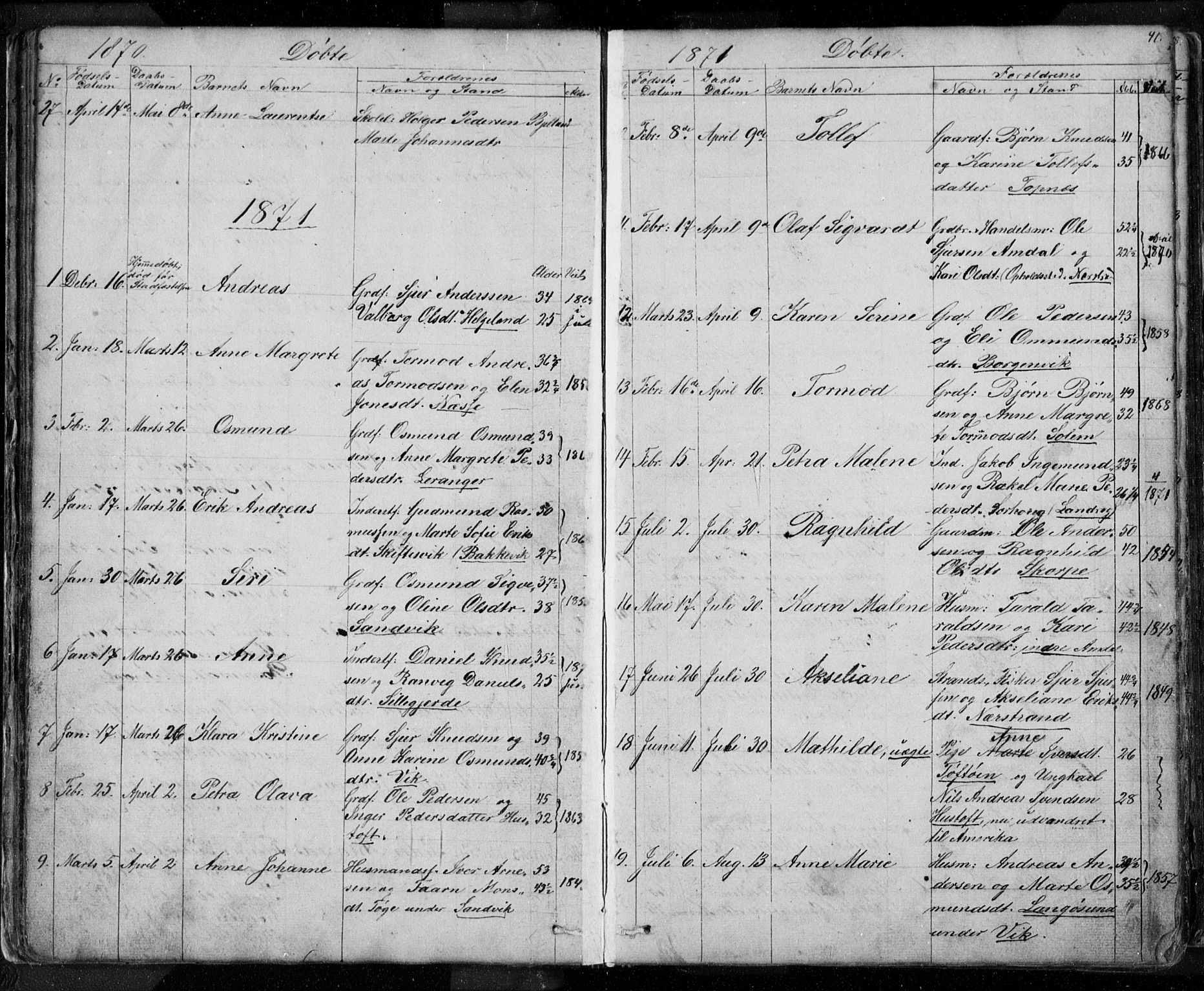 Nedstrand sokneprestkontor, AV/SAST-A-101841/01/V: Klokkerbok nr. B 3, 1848-1933, s. 41