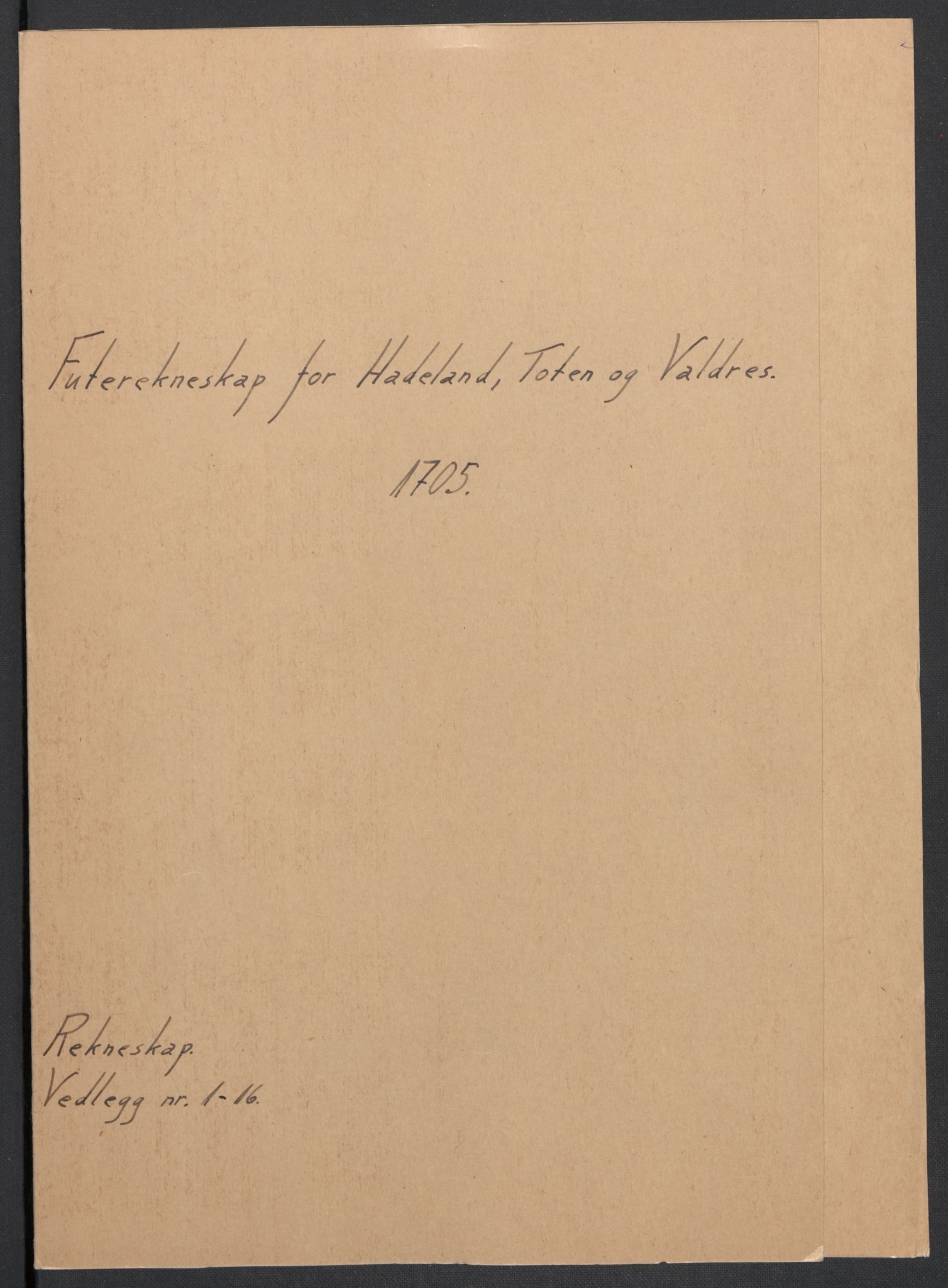 Rentekammeret inntil 1814, Reviderte regnskaper, Fogderegnskap, RA/EA-4092/R18/L1303: Fogderegnskap Hadeland, Toten og Valdres, 1705, s. 2