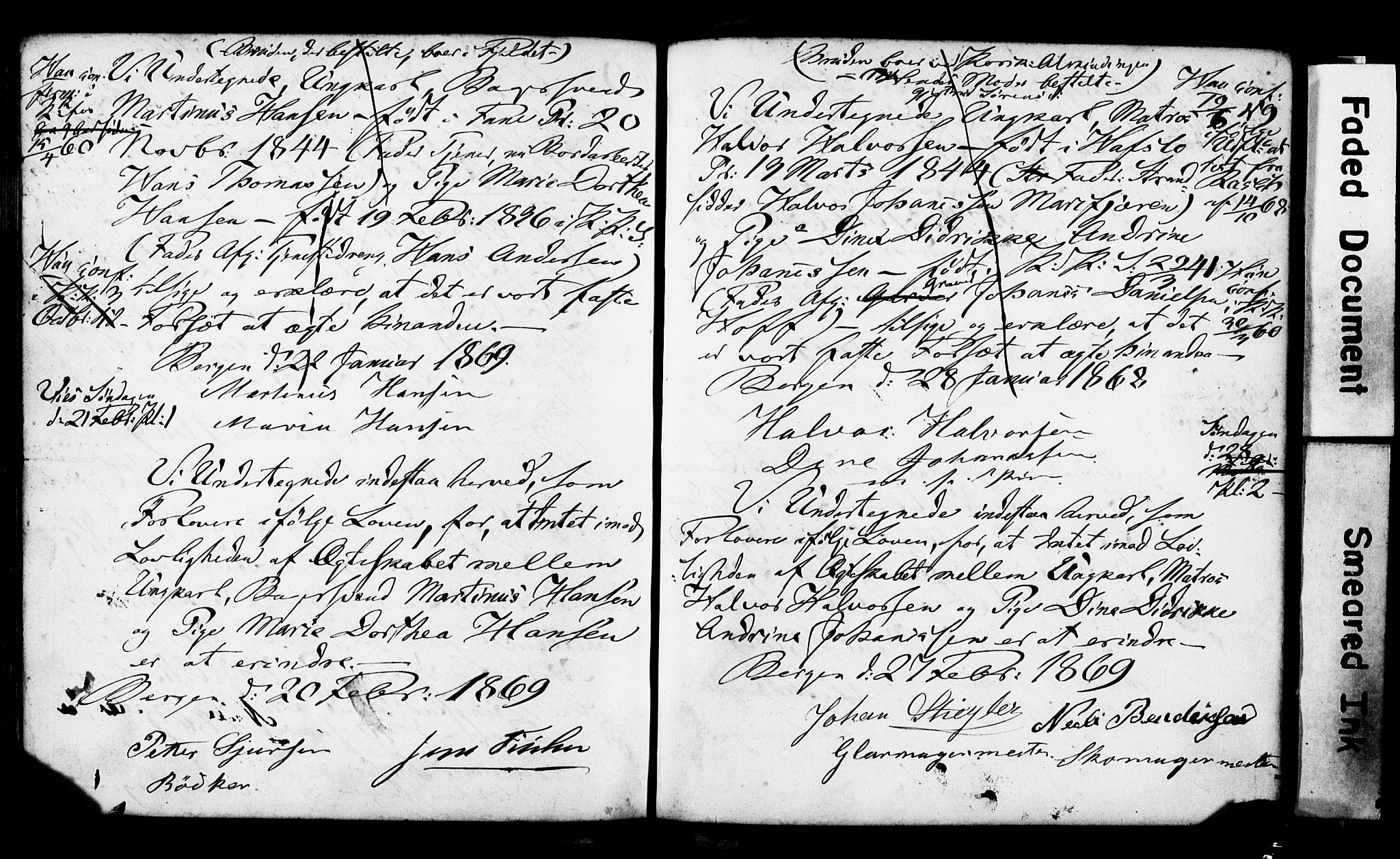 Korskirken sokneprestembete, SAB/A-76101: Forlovererklæringer nr. II.5.3, 1865-1871, s. 137
