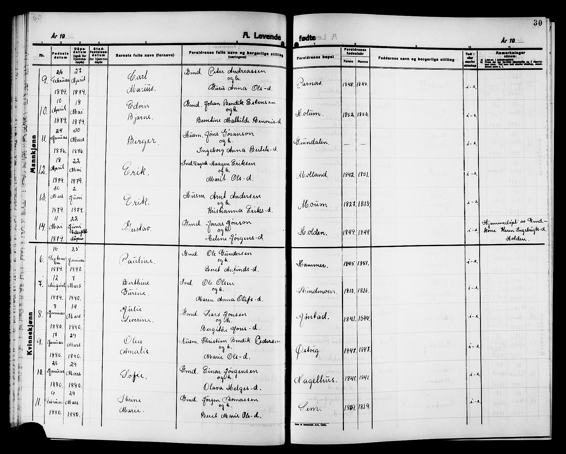 Ministerialprotokoller, klokkerbøker og fødselsregistre - Nord-Trøndelag, AV/SAT-A-1458/749/L0486: Ministerialbok nr. 749D02, 1873-1887, s. 30