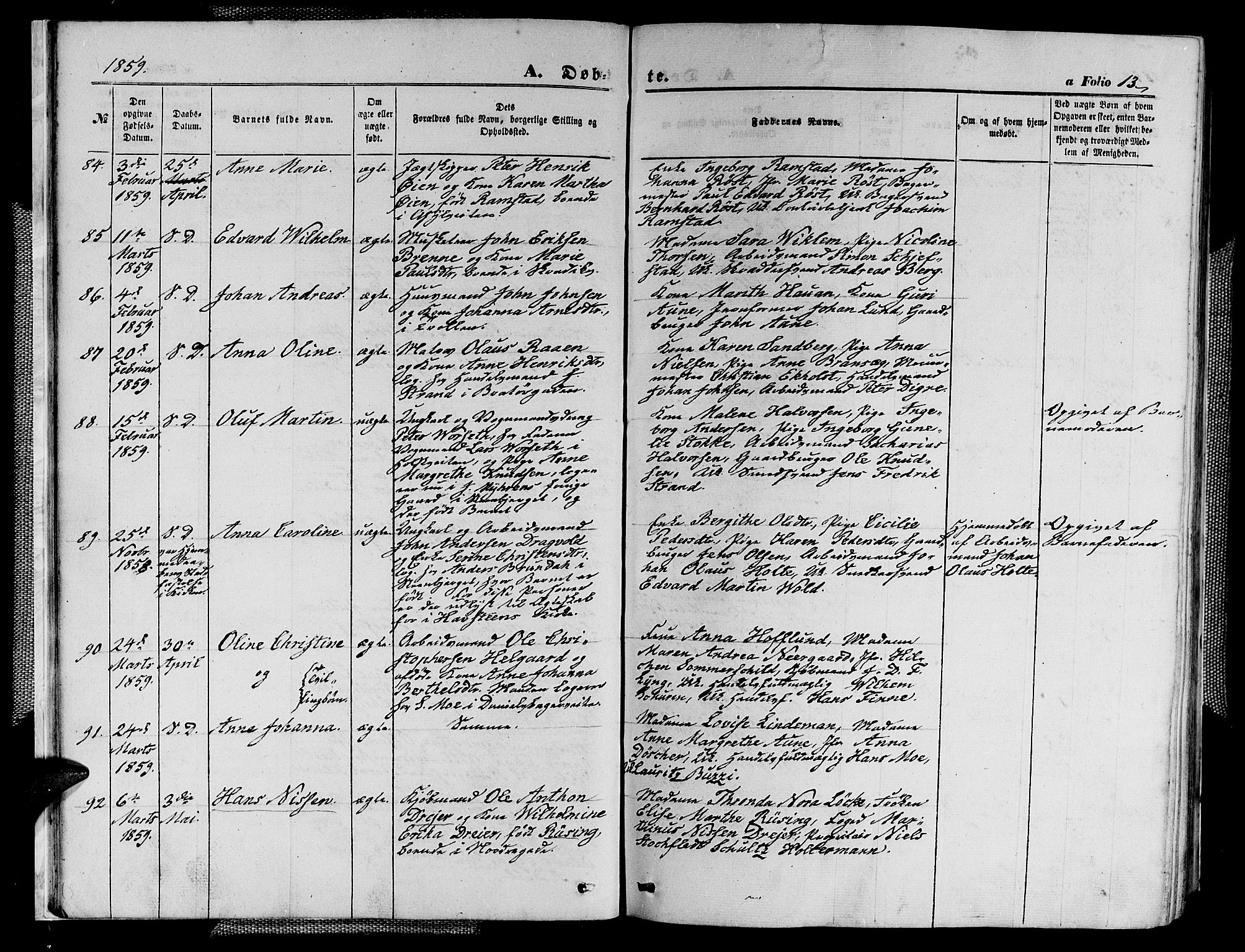Ministerialprotokoller, klokkerbøker og fødselsregistre - Sør-Trøndelag, AV/SAT-A-1456/602/L0139: Klokkerbok nr. 602C07, 1859-1864, s. 13