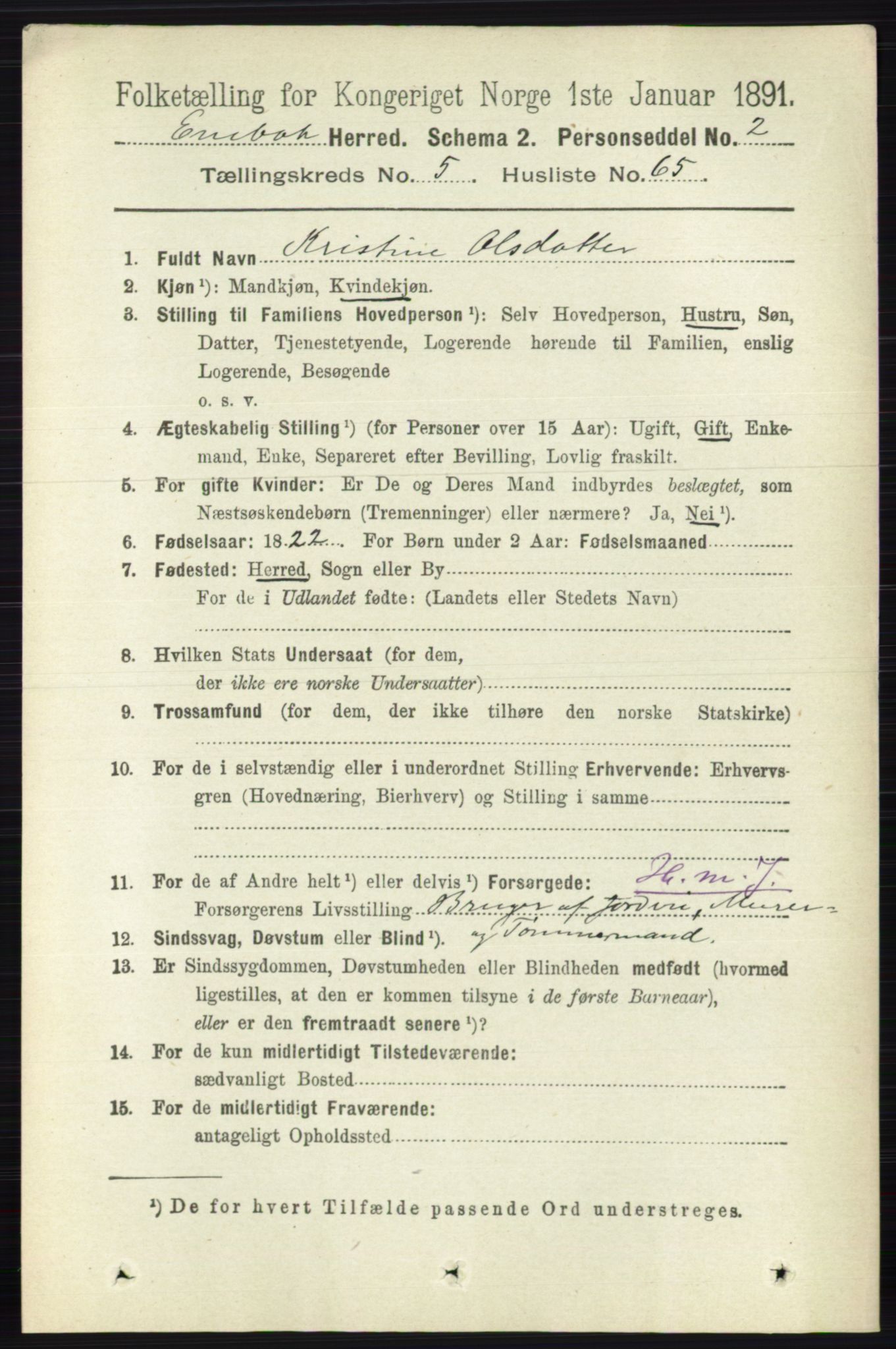 RA, Folketelling 1891 for 0229 Enebakk herred, 1891, s. 2383