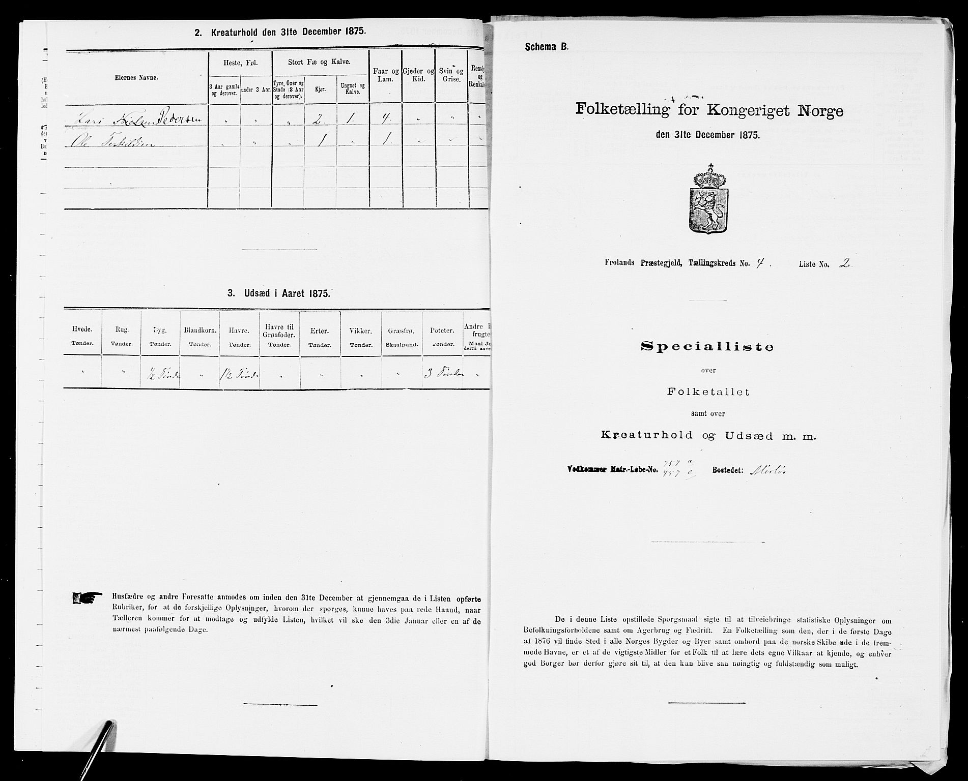 SAK, Folketelling 1875 for 0919P Froland prestegjeld, 1875, s. 396