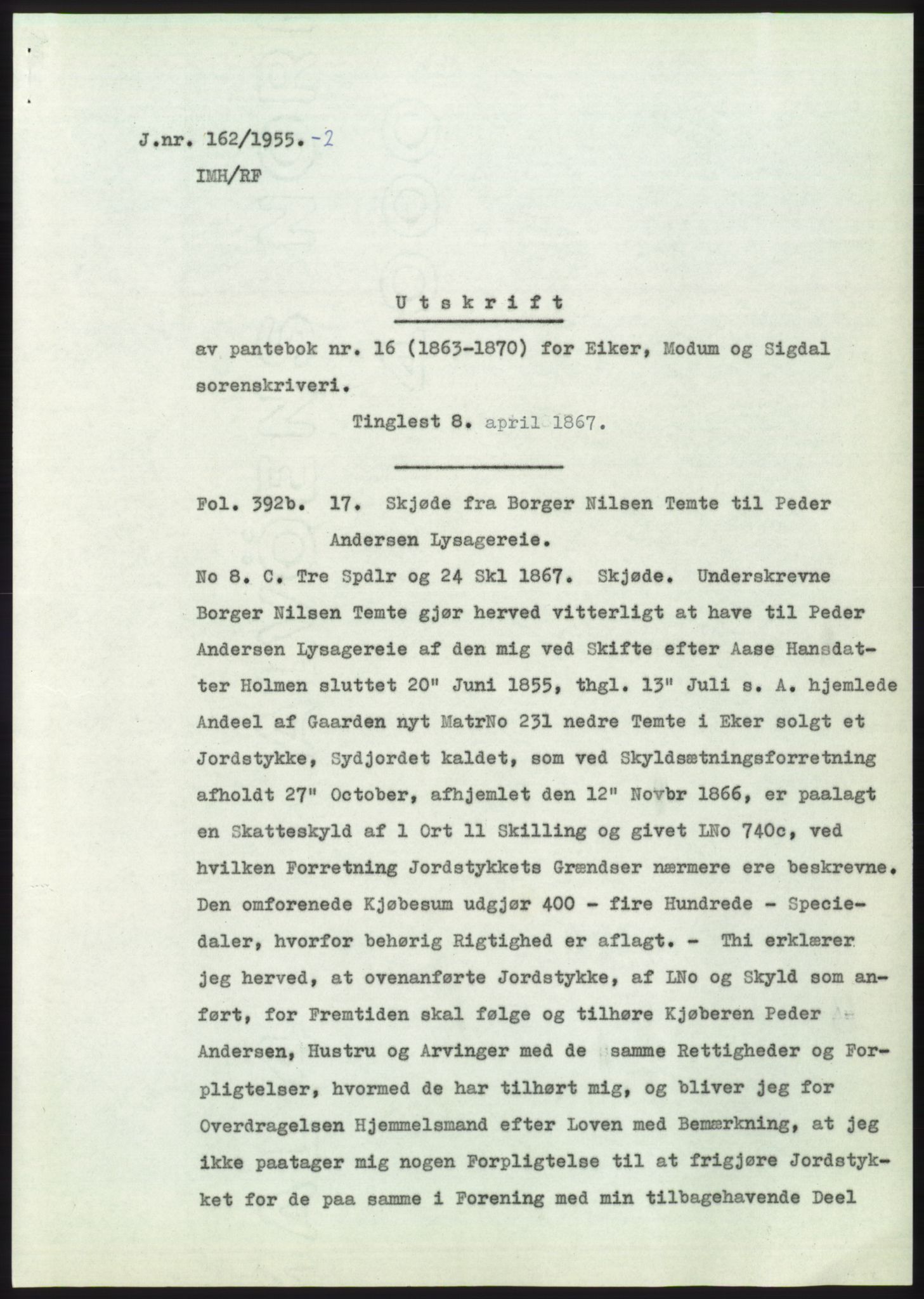 Statsarkivet i Kongsberg, SAKO/A-0001, 1955, s. 11