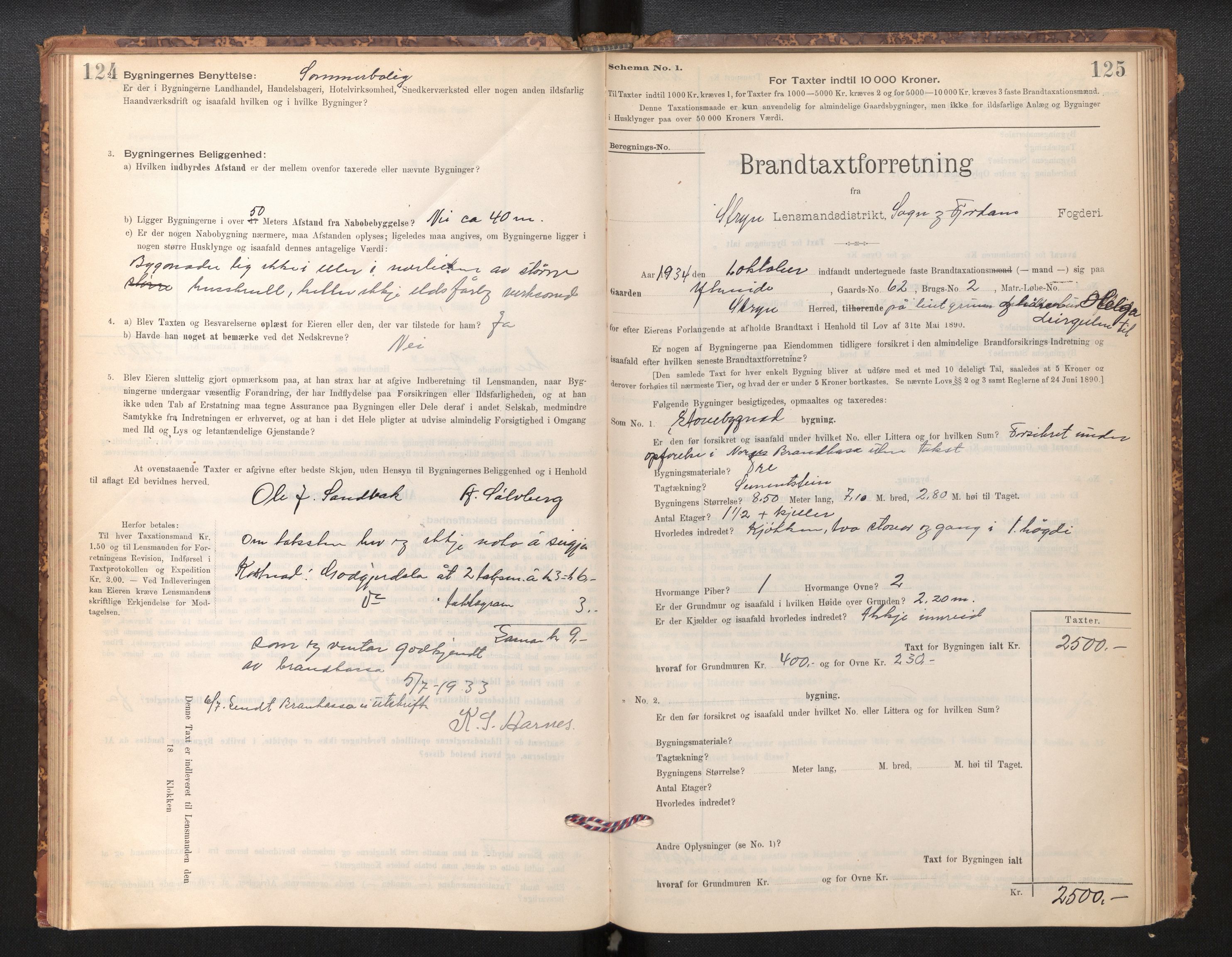 Lensmannen i Stryn og Innvik, SAB/A-30201/0012/L0002: Branntakstprotokoll, skjematakst, 1894-1942, s. 124-125