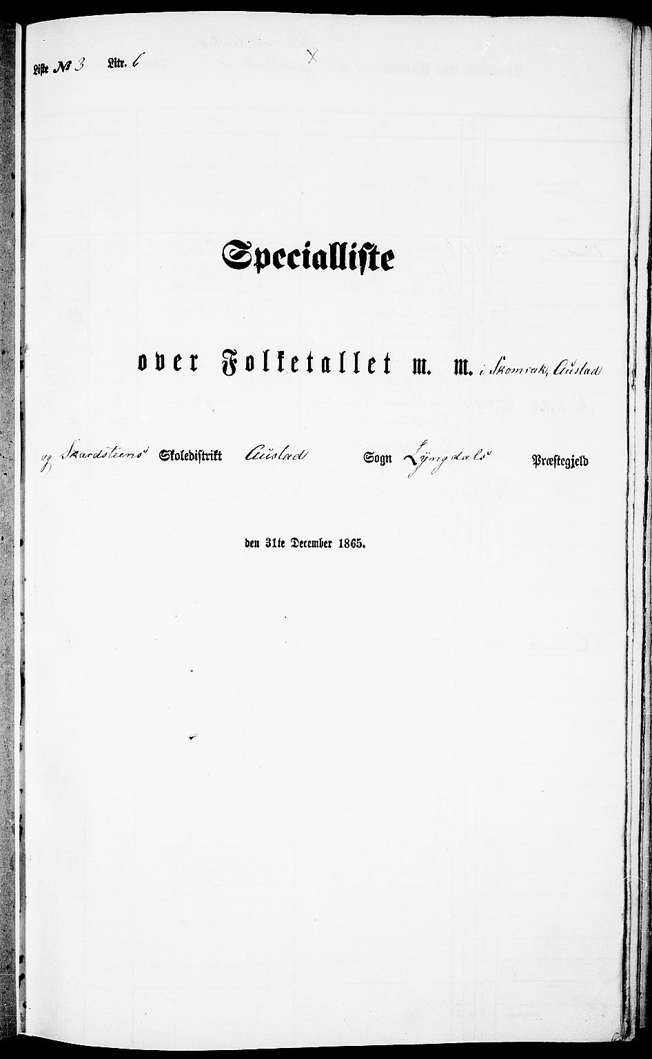RA, Folketelling 1865 for 1032P Lyngdal prestegjeld, 1865, s. 79