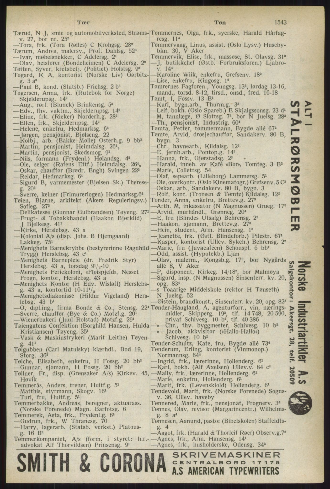 Kristiania/Oslo adressebok, PUBL/-, 1937, s. 1543