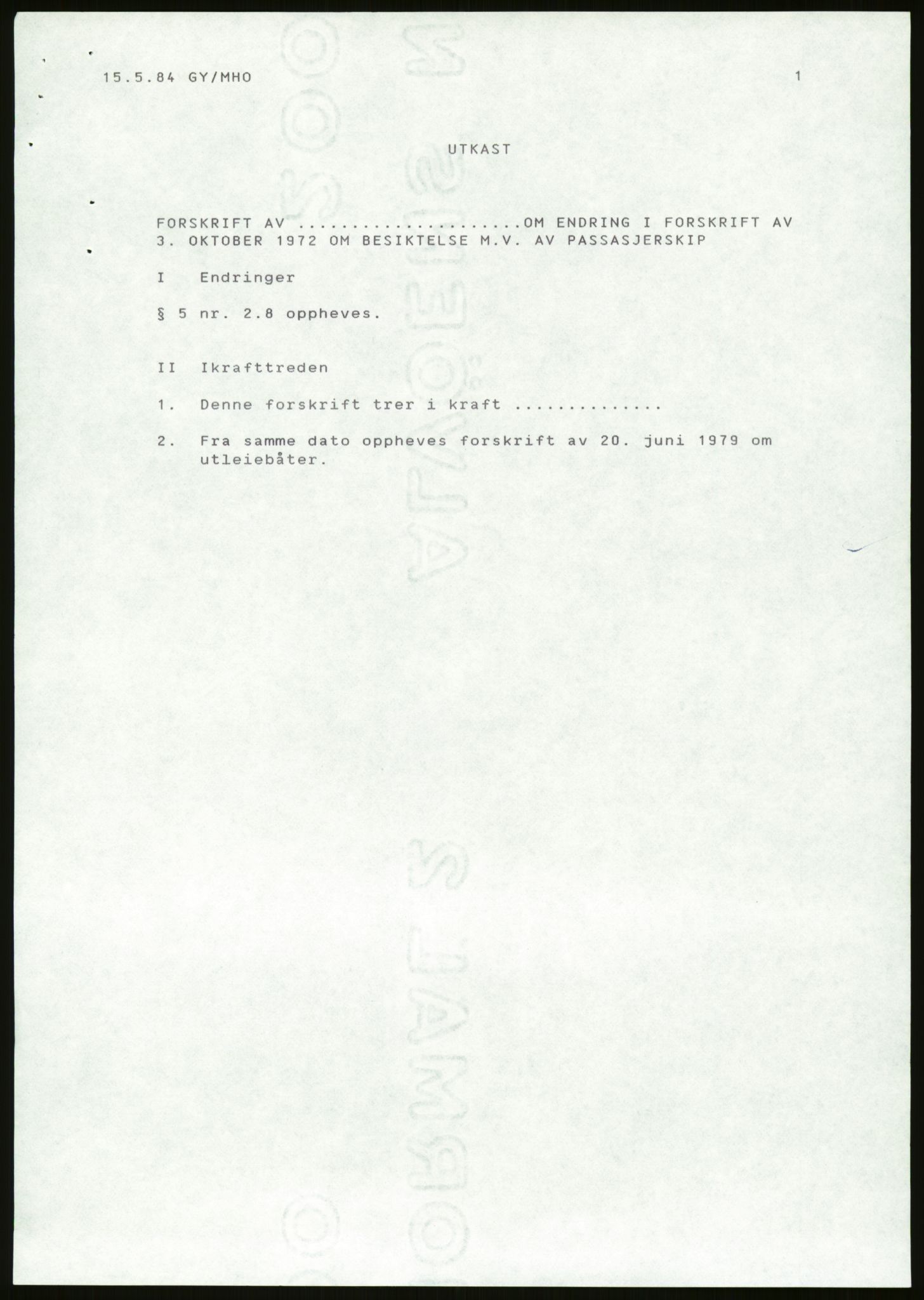 Sjøfartsdirektoratet med forløpere, generelt arkiv, AV/RA-S-1407/D/Du/Duc/L0642/0001: Skipskontrollen - Forskrifter / Forskrift om utleiebåter (2 mapper), 1978-1987, s. 479