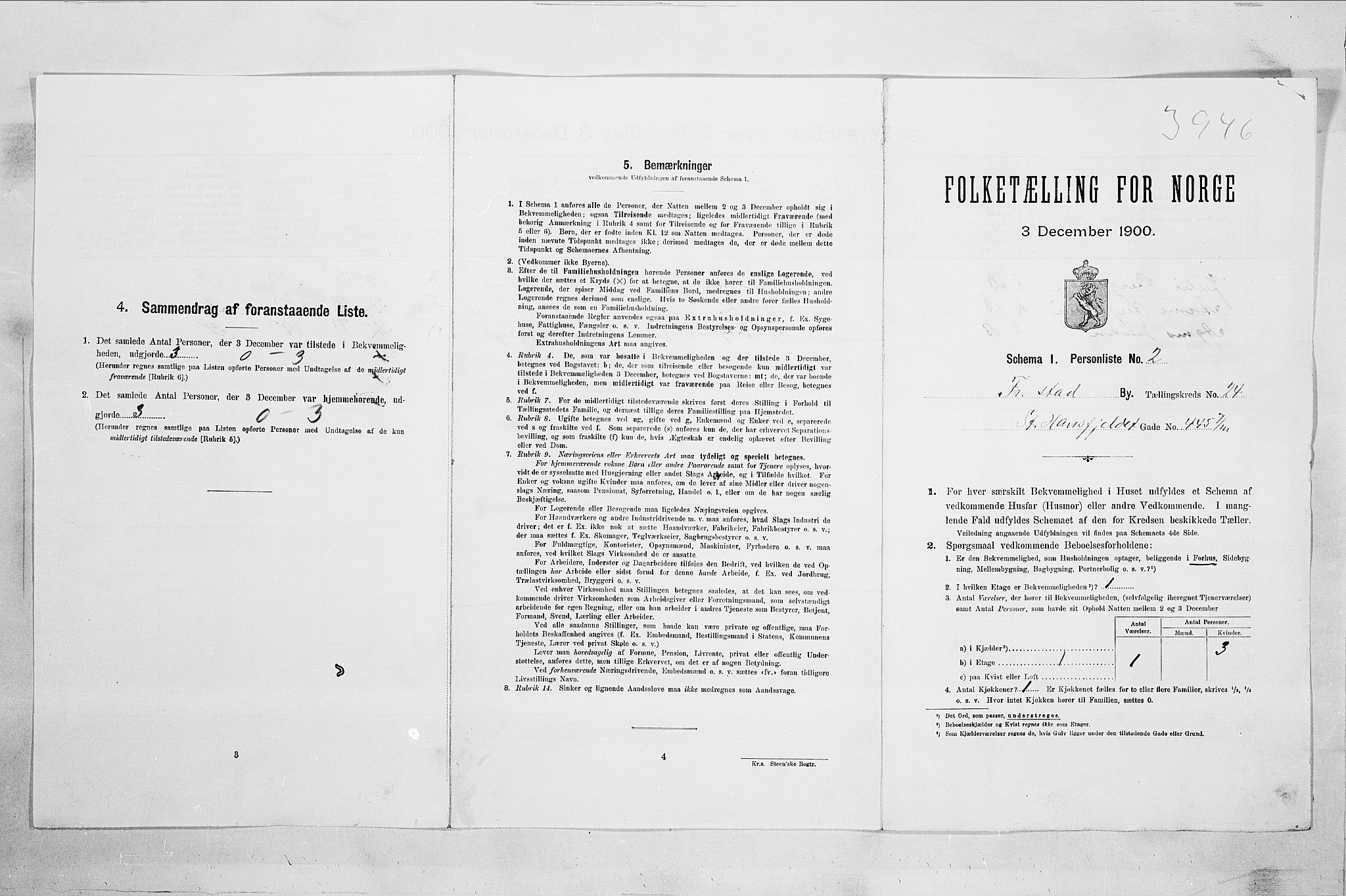 SAO, Folketelling 1900 for 0103 Fredrikstad kjøpstad, 1900