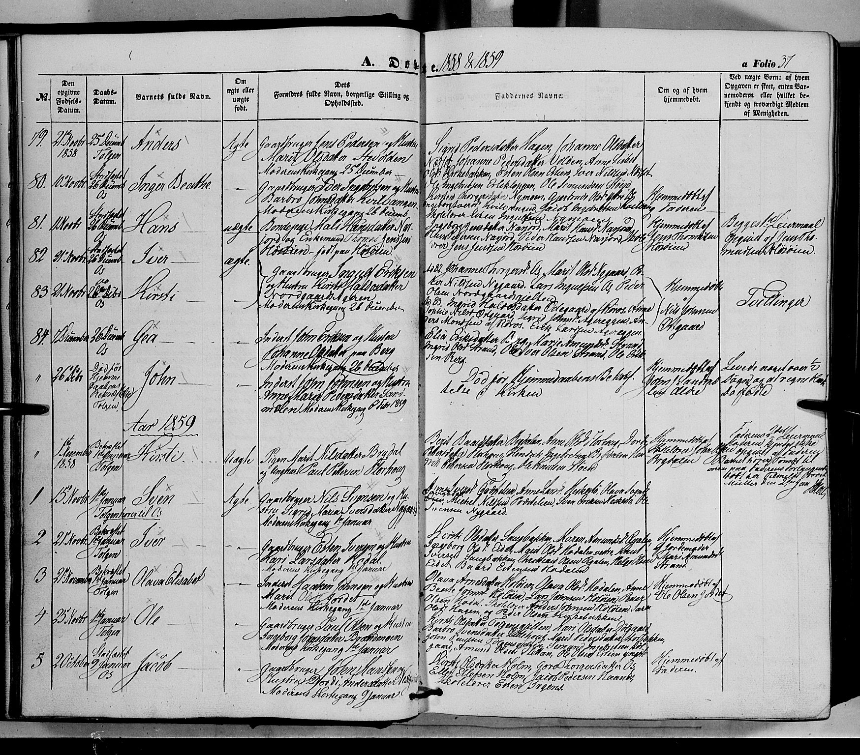 Tolga prestekontor, AV/SAH-PREST-062/K/L0006: Ministerialbok nr. 6, 1852-1876, s. 37