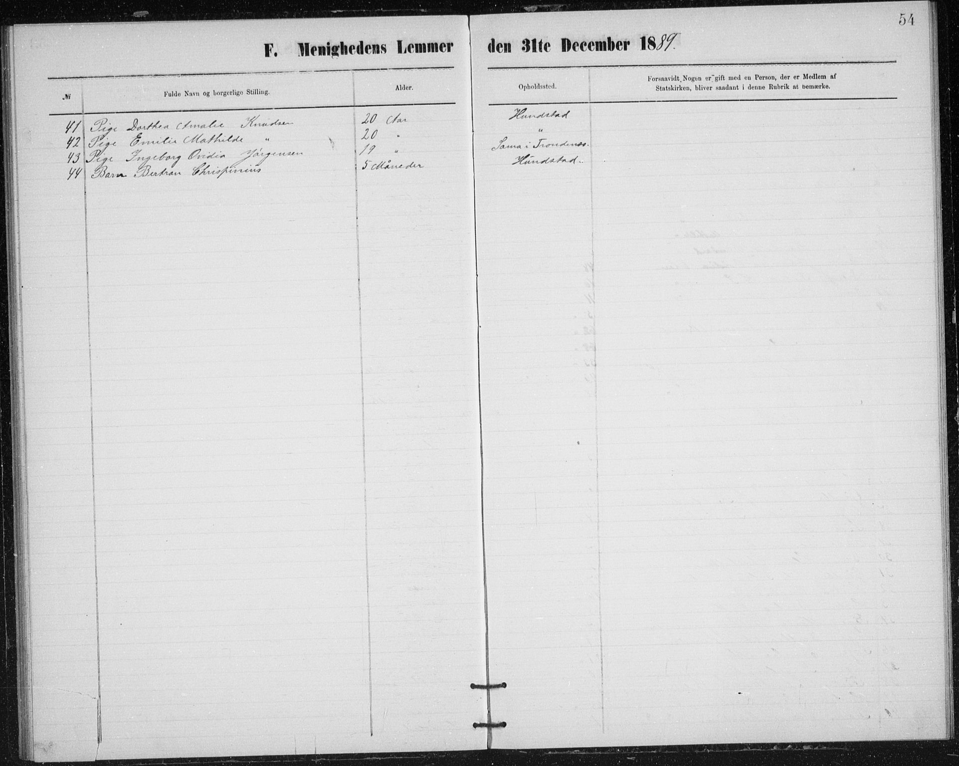 Uten arkivreferanse, SATØ/-: Dissenterprotokoll nr. DP 4, 1877-1892, s. 54
