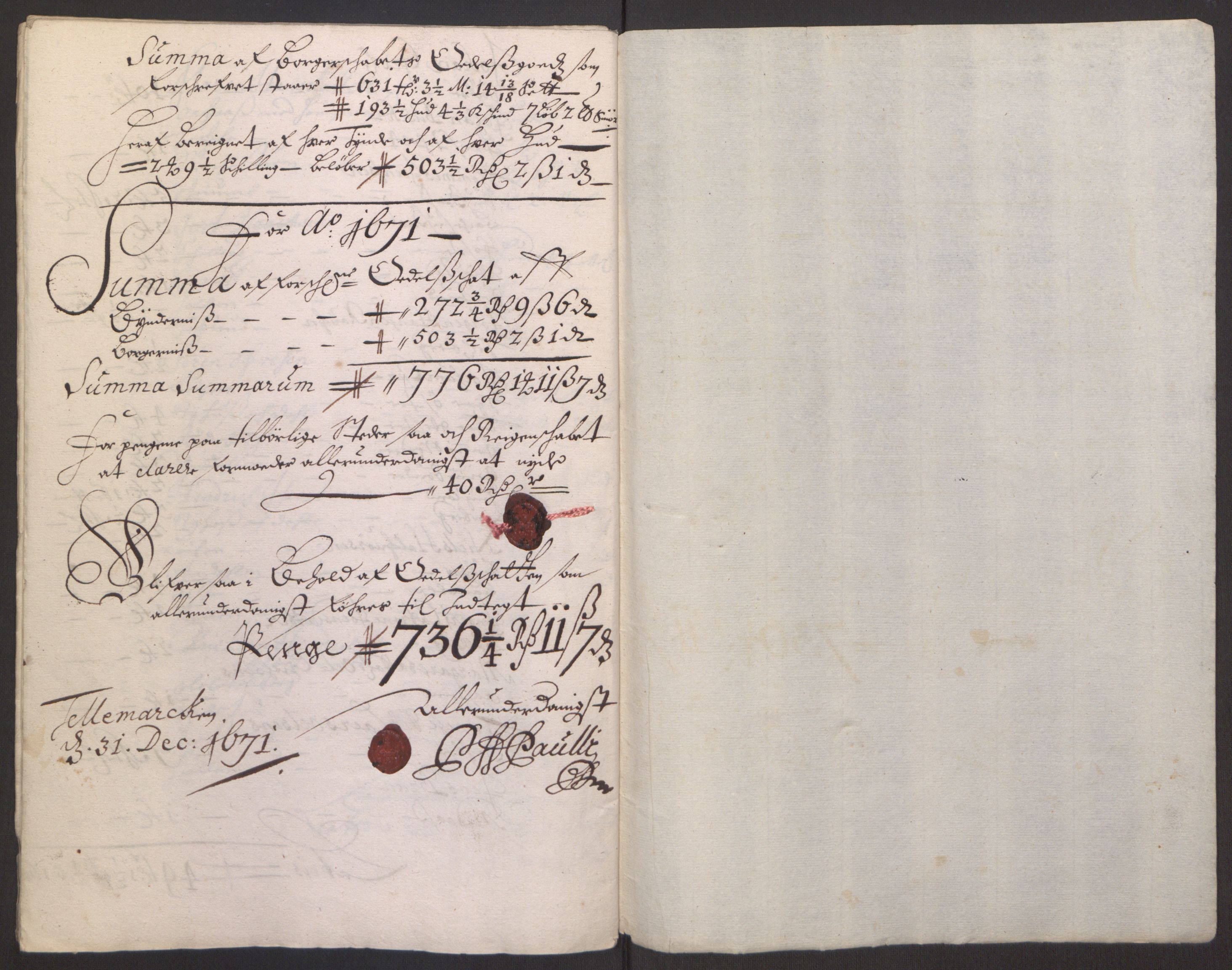 Rentekammeret inntil 1814, Reviderte regnskaper, Fogderegnskap, RA/EA-4092/R35/L2060: Fogderegnskap Øvre og Nedre Telemark, 1671-1672, s. 172