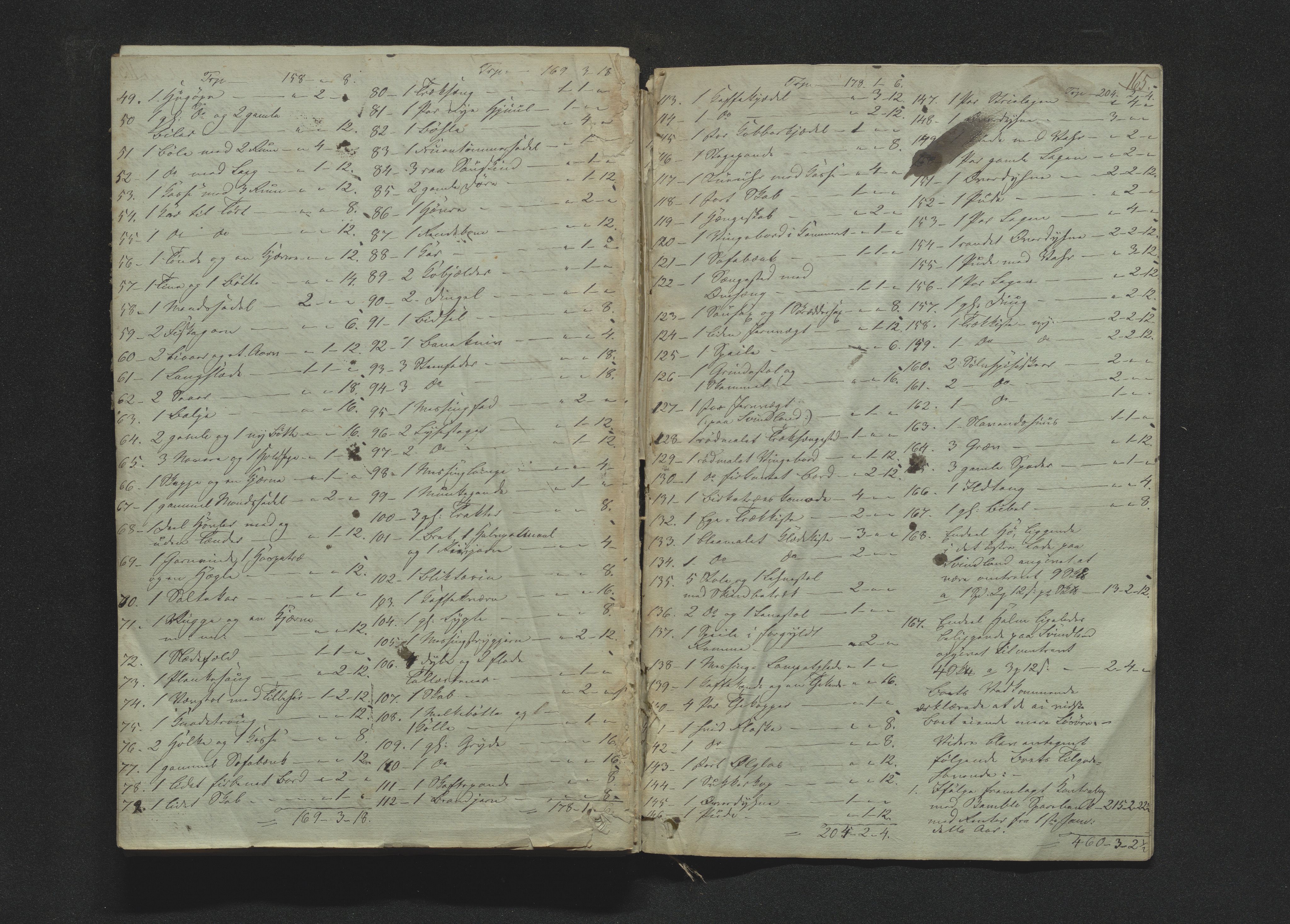 Bamble sorenskriveri, AV/SAKO-A-214/H/Hb/Hbb/Hbbb/L0001/0001: Skifteregisteringsprotokoll  / Skifteregisteringsprotokoll 1, 1847-1860, s. 164-165