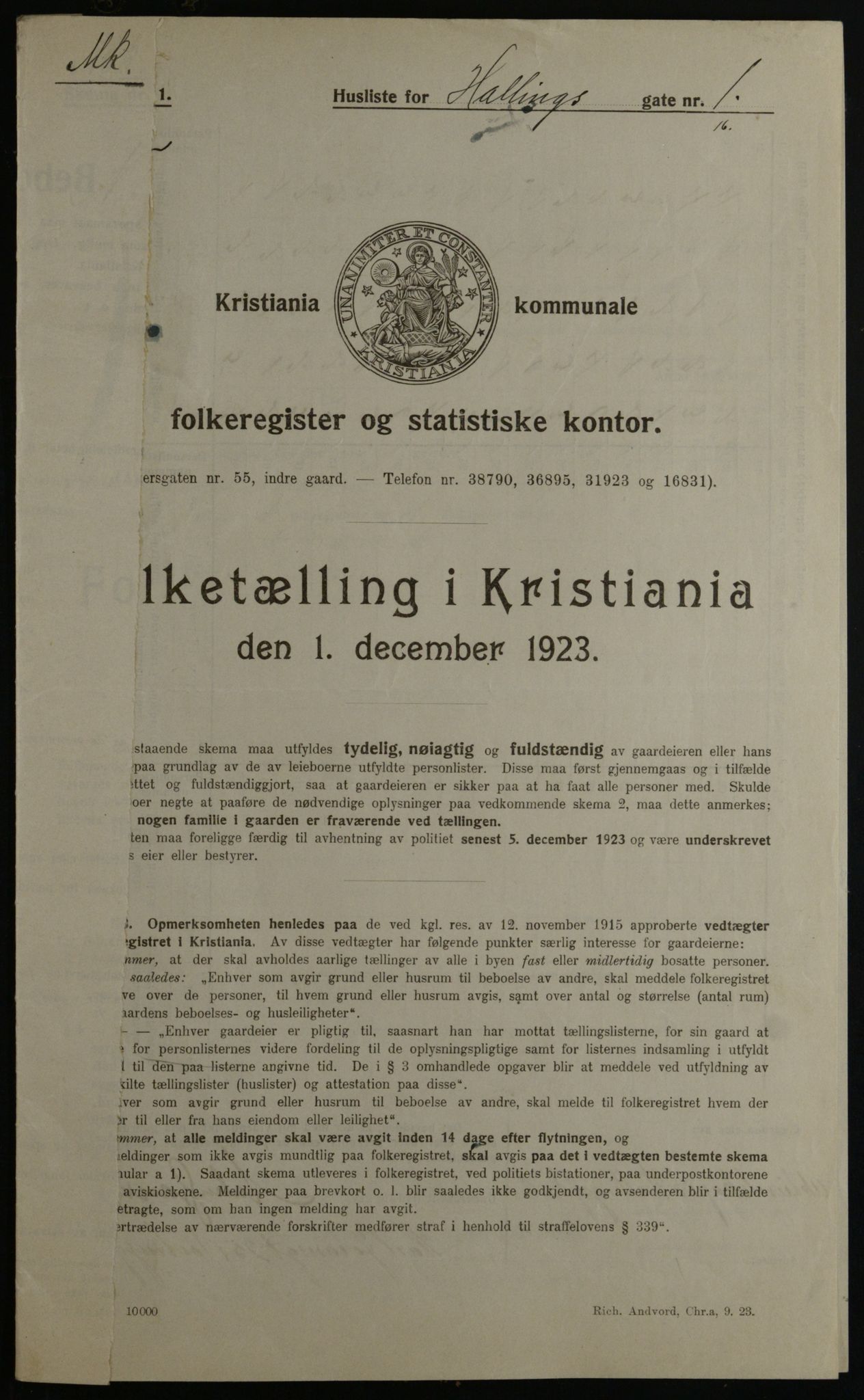 OBA, Kommunal folketelling 1.12.1923 for Kristiania, 1923, s. 38054