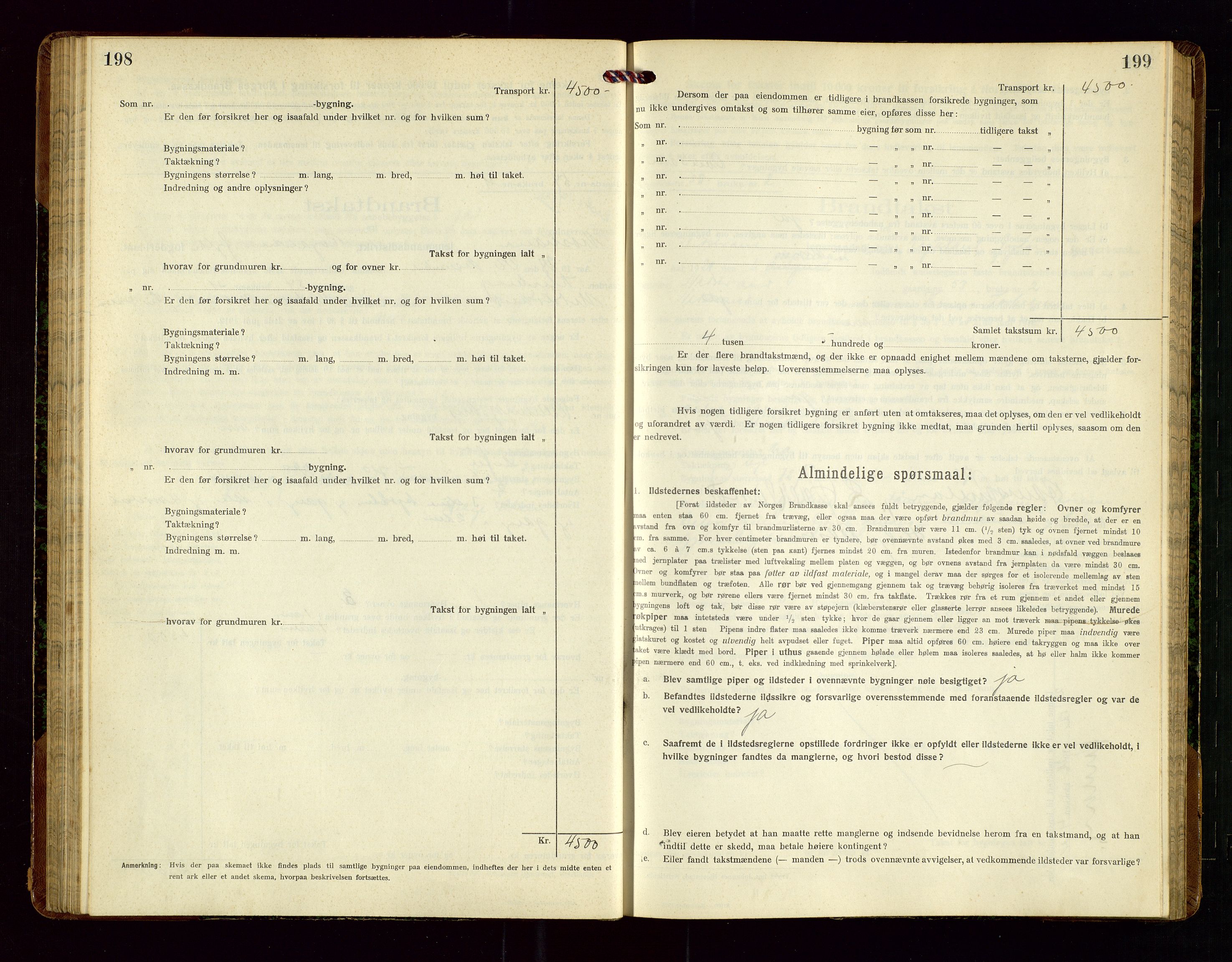 Nedstrand lensmannskontor, SAST/A-100236/Gob/L0002: "Brandtakstprotokol for Nerstrand lensmandsdistrikt Rogaland Fylke", 1916-1949, s. 198-199