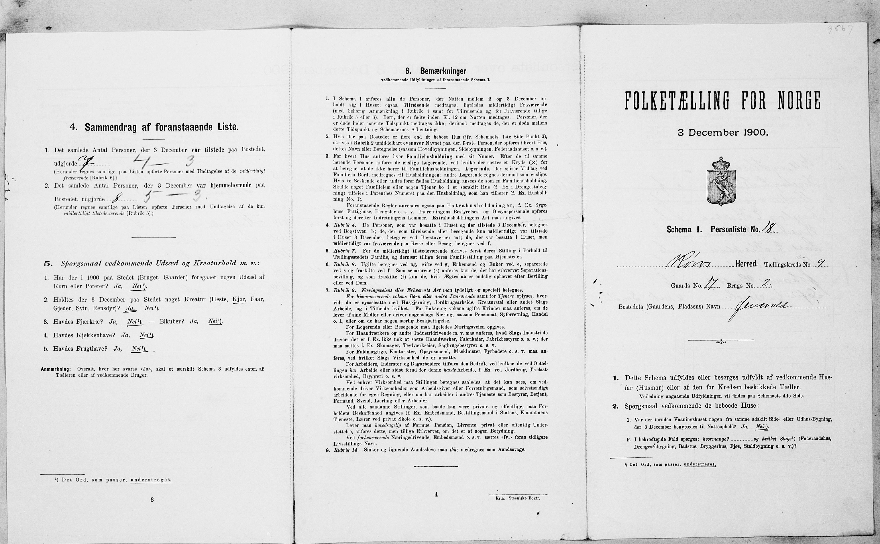 SAT, Folketelling 1900 for 1640 Røros herred, 1900, s. 1048