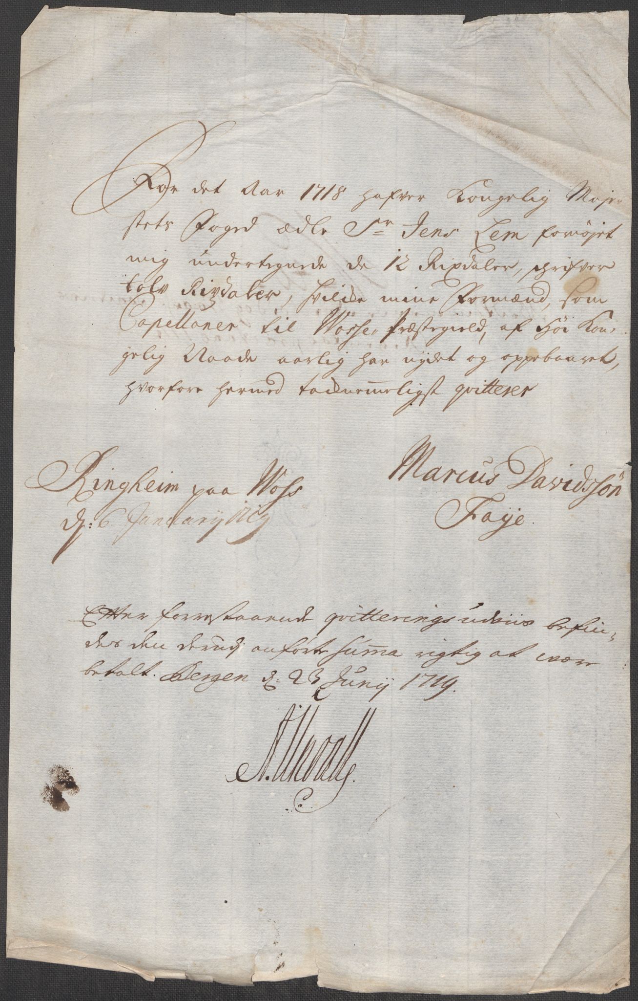 Rentekammeret inntil 1814, Reviderte regnskaper, Fogderegnskap, AV/RA-EA-4092/R51/L3202: Fogderegnskap Nordhordland og Voss, 1718, s. 178