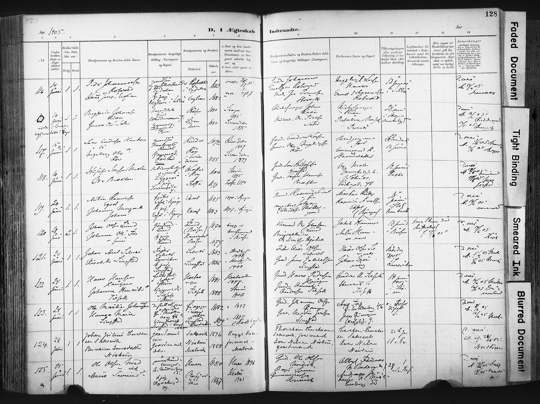 Ministerialprotokoller, klokkerbøker og fødselsregistre - Sør-Trøndelag, SAT/A-1456/604/L0201: Ministerialbok nr. 604A21, 1901-1911, s. 128