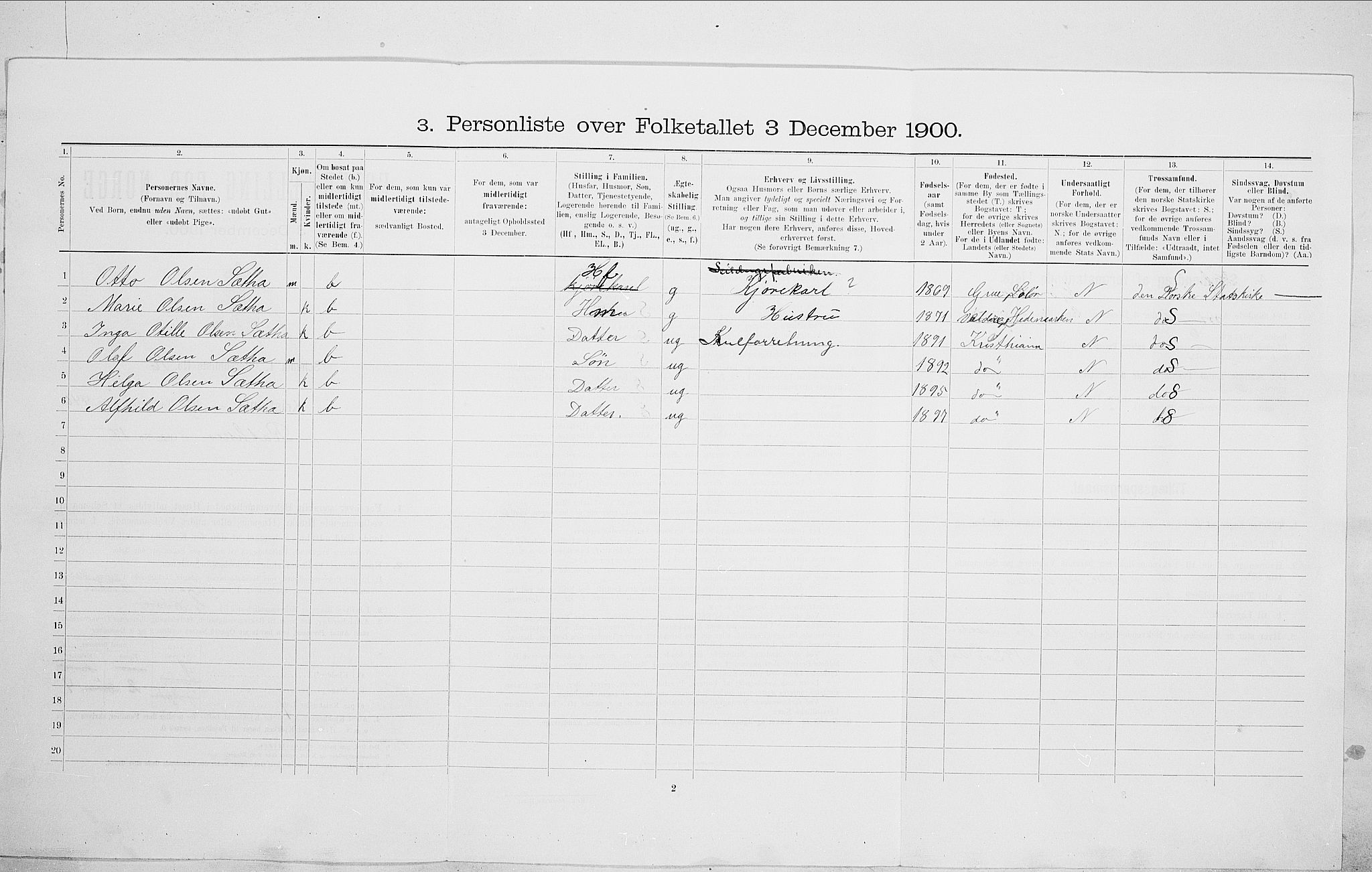 SAO, Folketelling 1900 for 0301 Kristiania kjøpstad, 1900, s. 74369