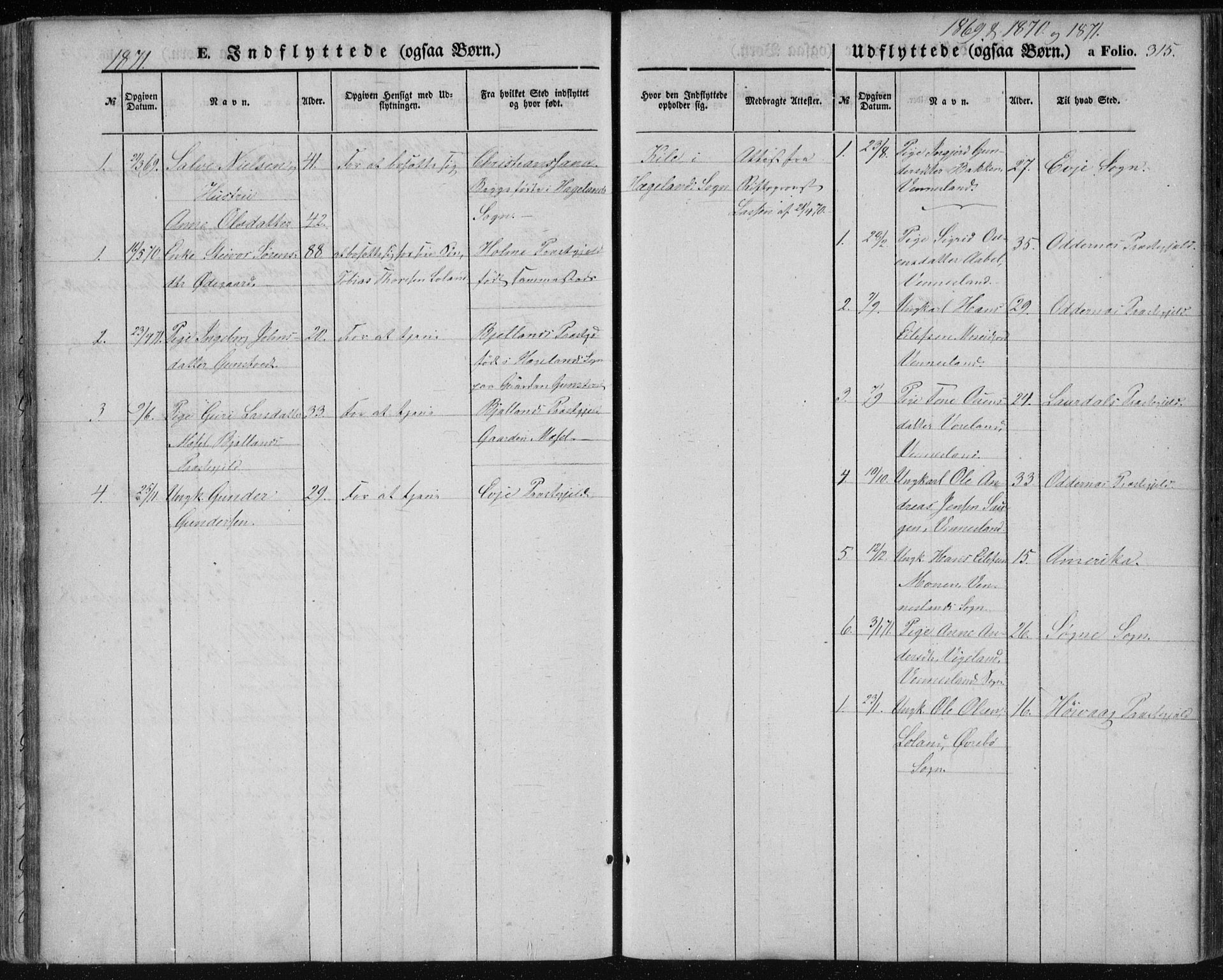 Vennesla sokneprestkontor, SAK/1111-0045/Fa/Fac/L0007: Ministerialbok nr. A 7, 1855-1873, s. 315