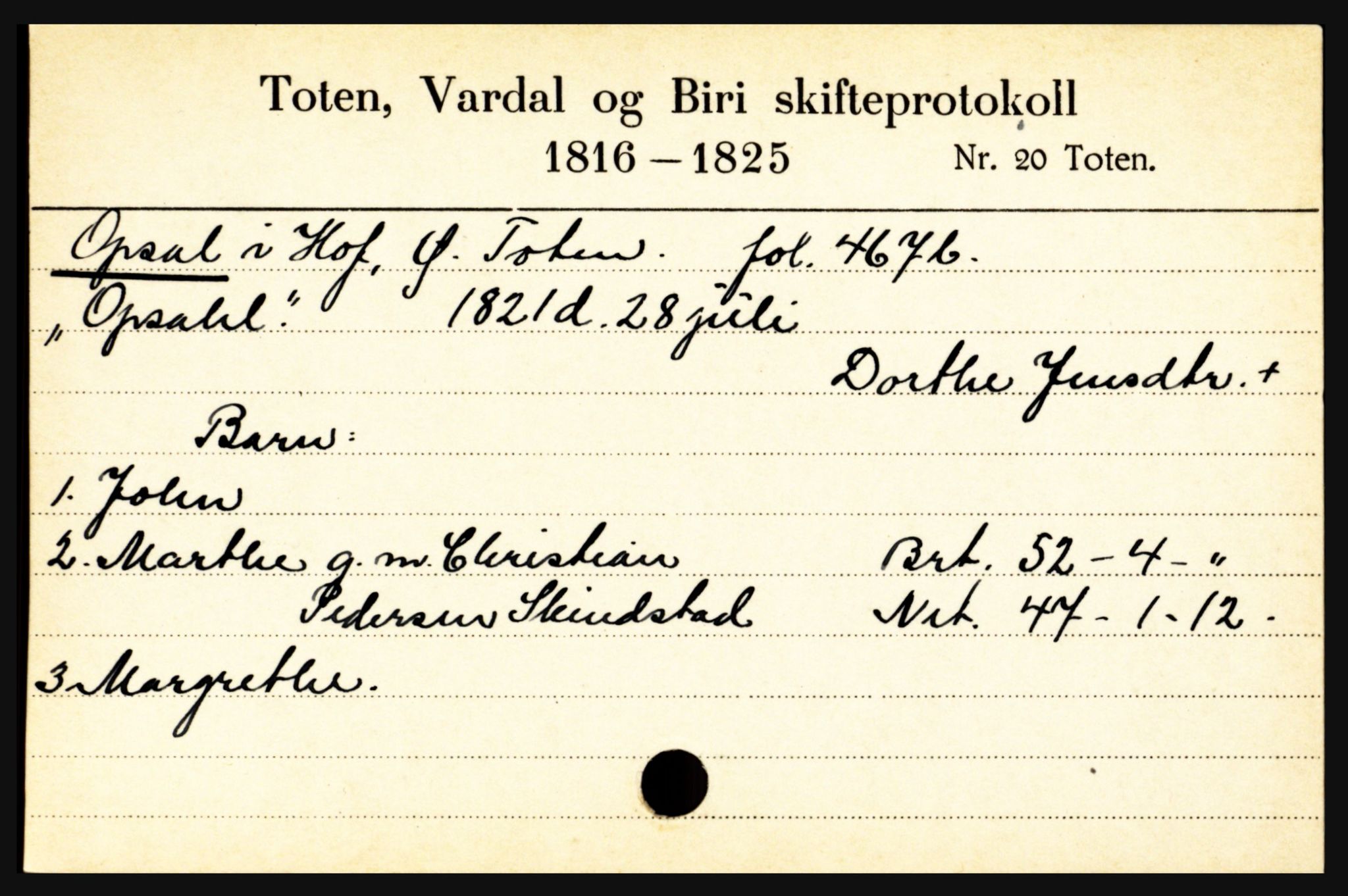 Toten tingrett, SAH/TING-006/J, 1657-1903, s. 15241