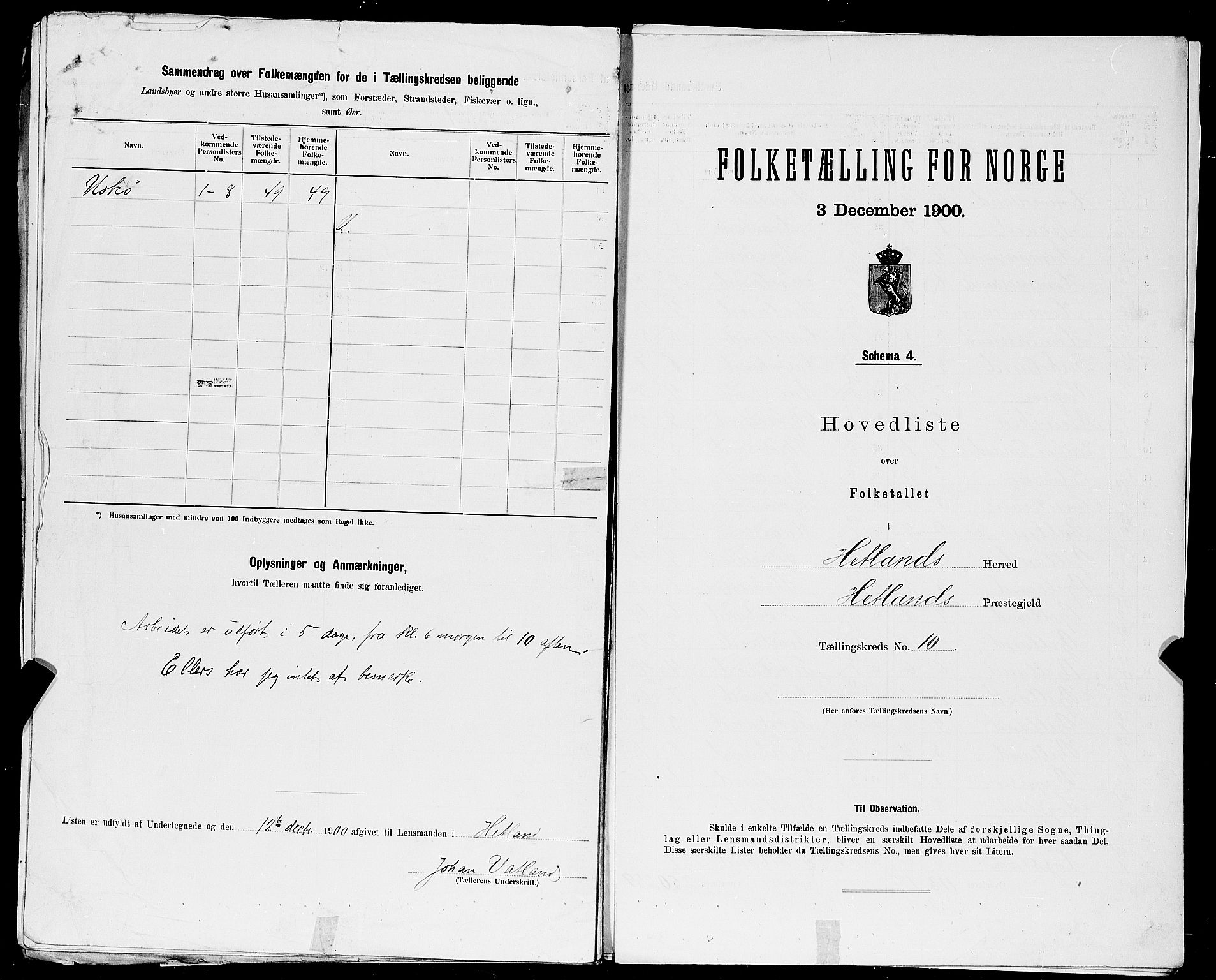 SAST, Folketelling 1900 for 1126 Hetland herred, 1900, s. 45