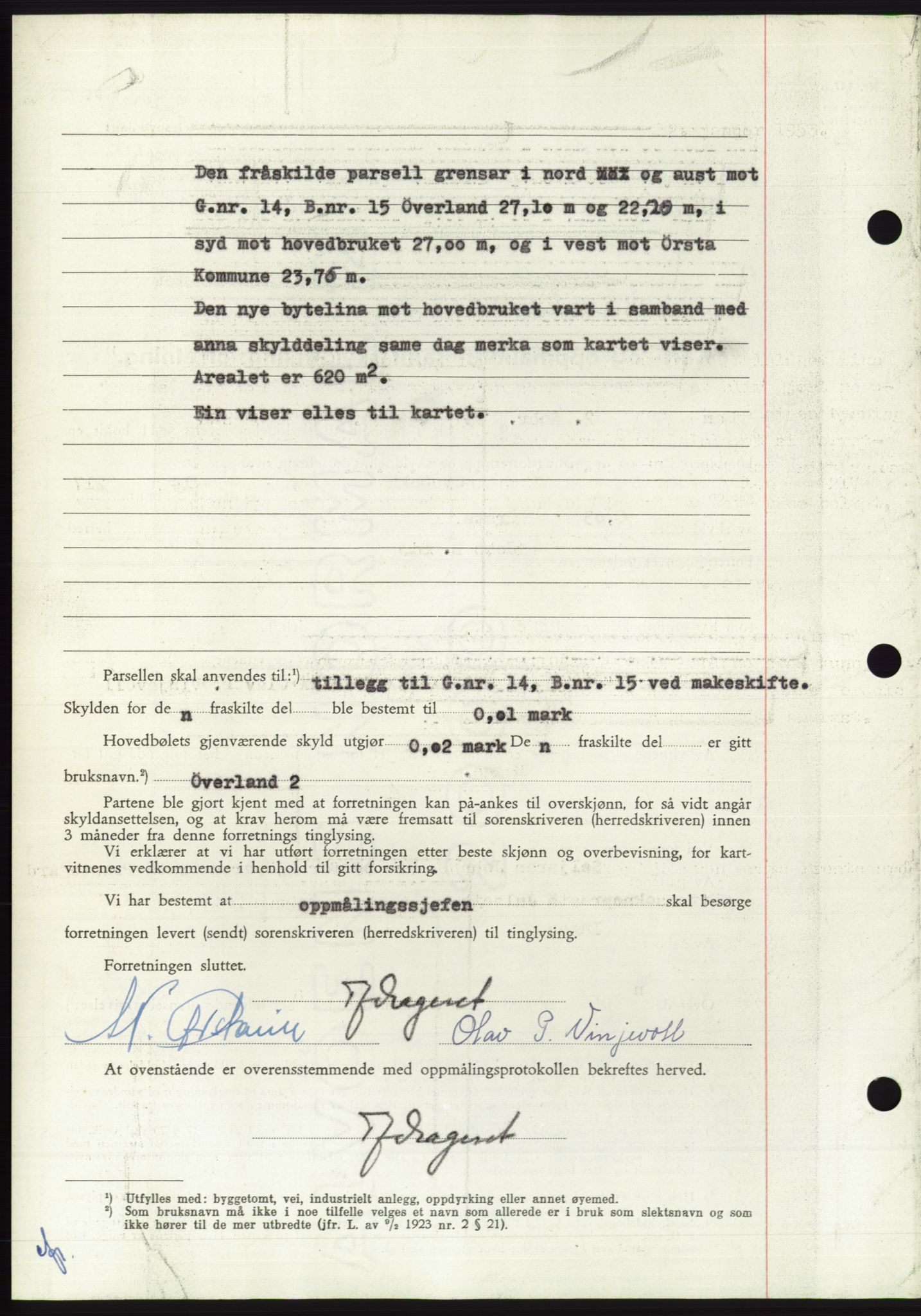 Søre Sunnmøre sorenskriveri, AV/SAT-A-4122/1/2/2C/L0094: Pantebok nr. 20A, 1953-1953, Dagboknr: 611/1953