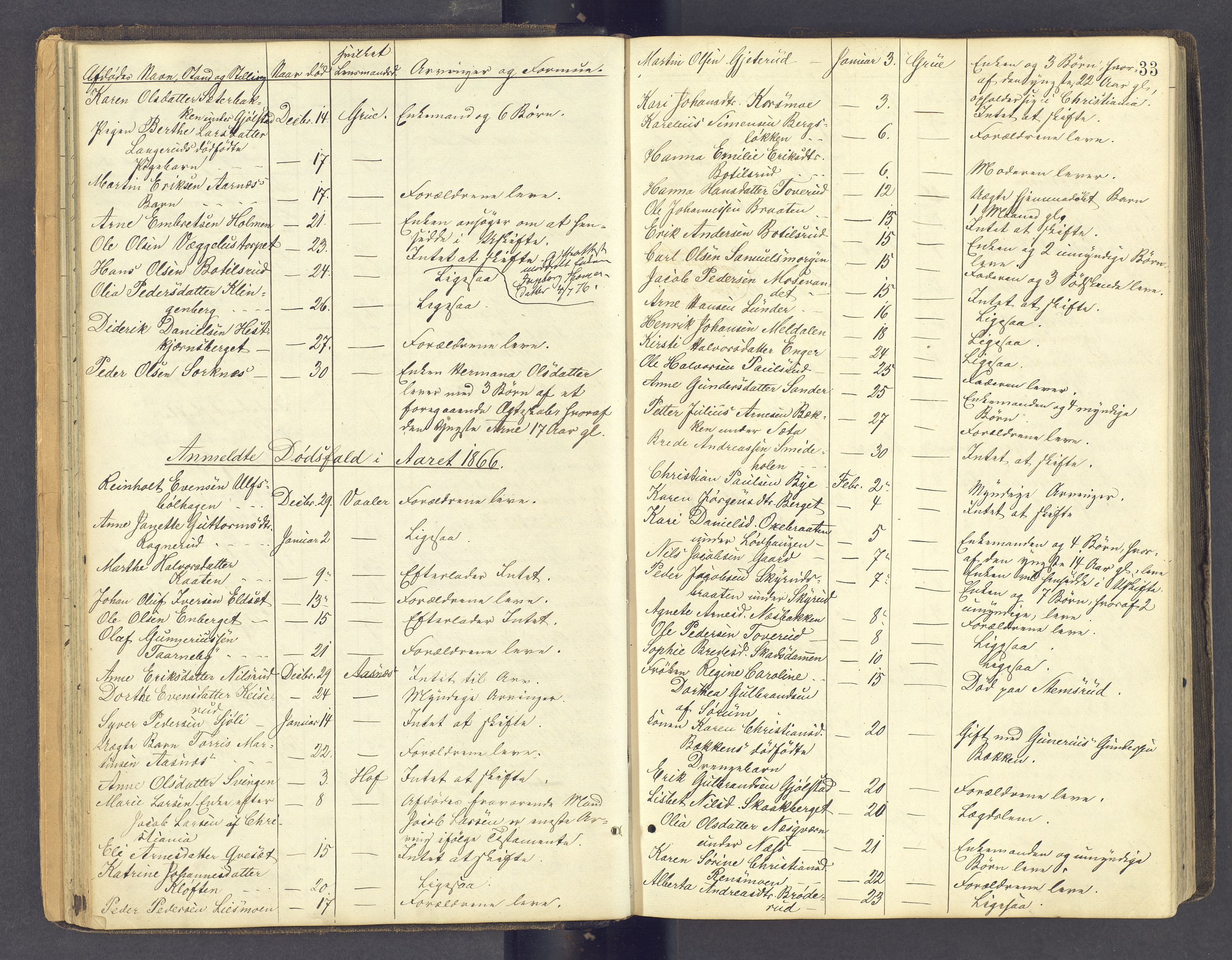 Solør tingrett, AV/SAH-TING-008/J/Jf/L0001: Dødsfallsregister, 1863-1898, s. 32b-33a