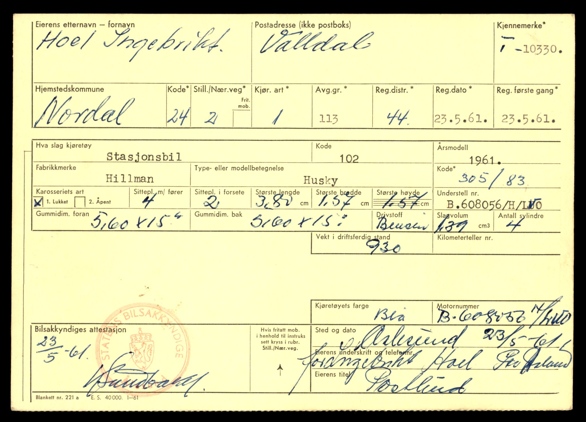 Møre og Romsdal vegkontor - Ålesund trafikkstasjon, AV/SAT-A-4099/F/Fe/L0019: Registreringskort for kjøretøy T 10228 - T 10350, 1927-1998, s. 2499