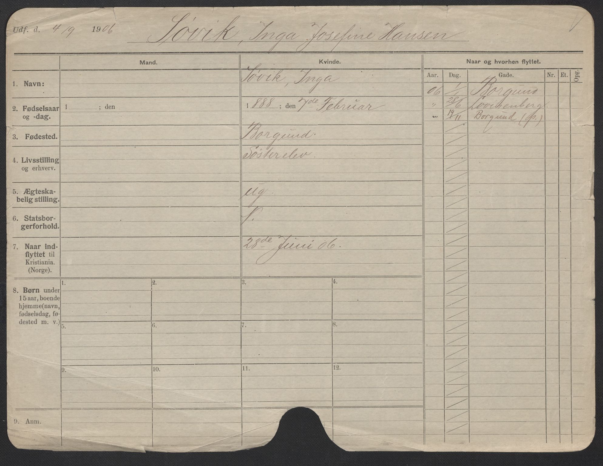 Oslo folkeregister, Registerkort, AV/SAO-A-11715/F/Fa/Fac/L0024: Kvinner, 1906-1914, s. 980a
