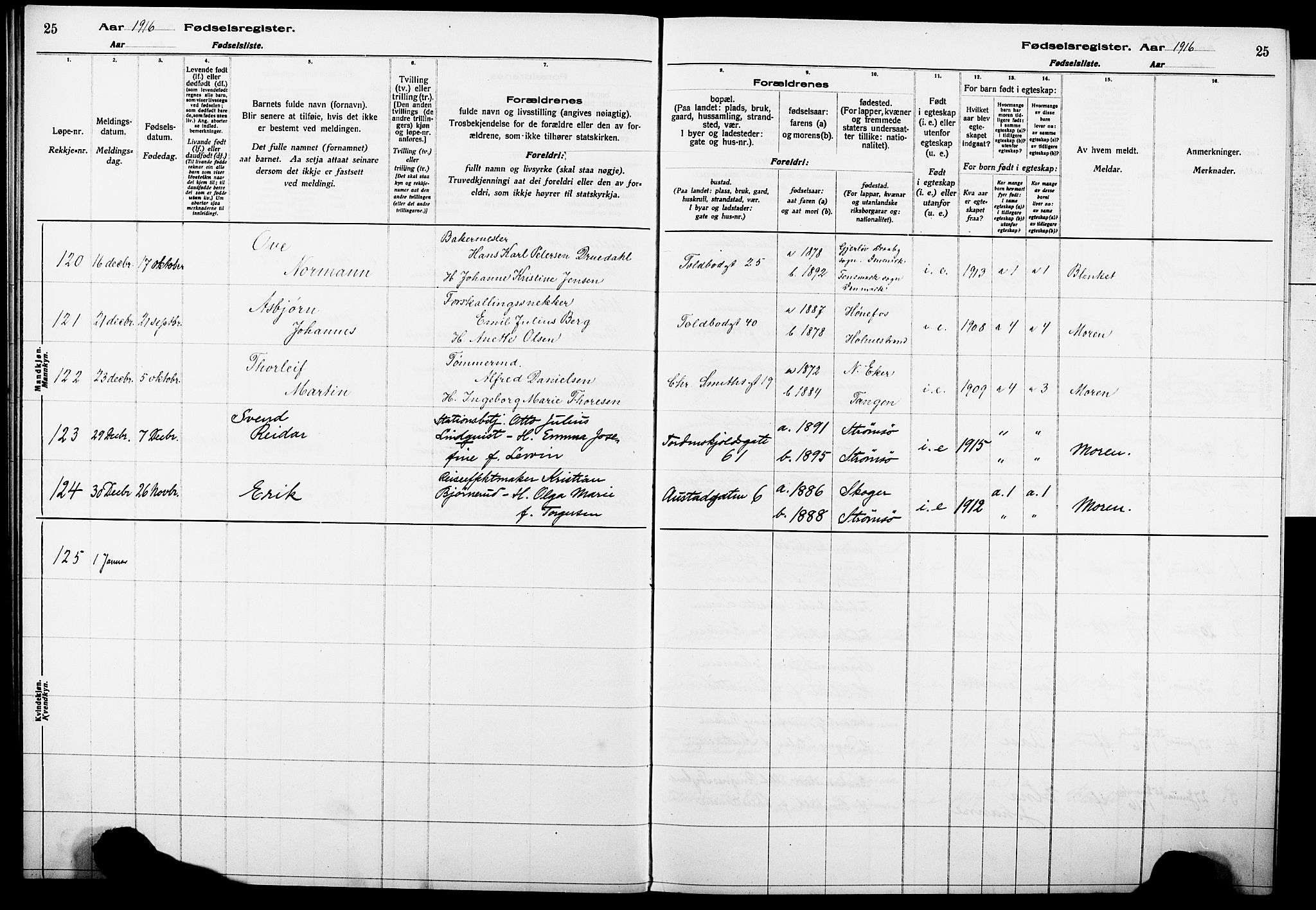 Strømsø kirkebøker, AV/SAKO-A-246/J/Ja/L0001: Fødselsregister nr. I 1, 1916-1925, s. 25