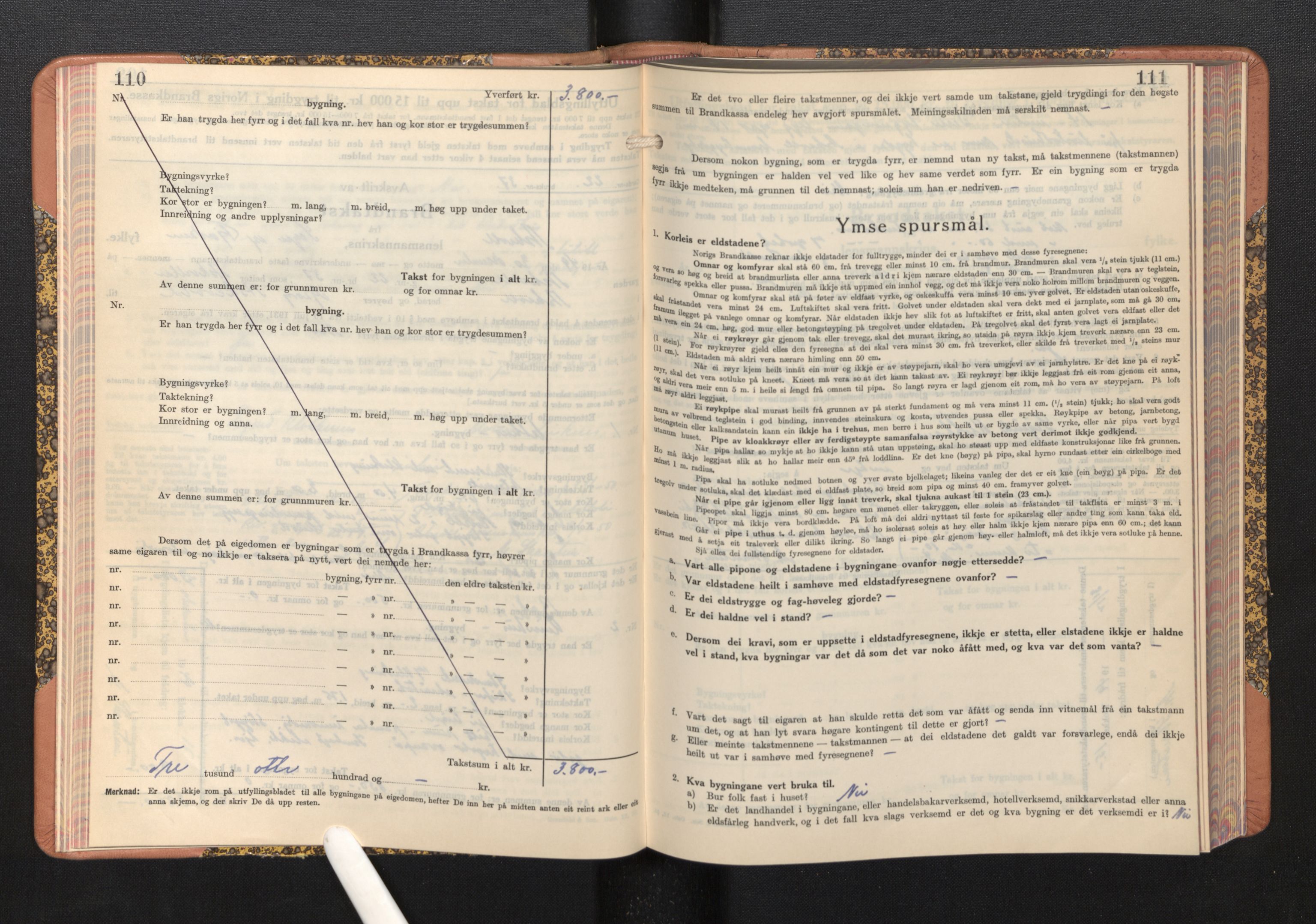 Lensmannen i Askvoll, AV/SAB-A-26301/0012/L0005: Branntakstprotokoll, skjematakst, 1940-1949, s. 110-111