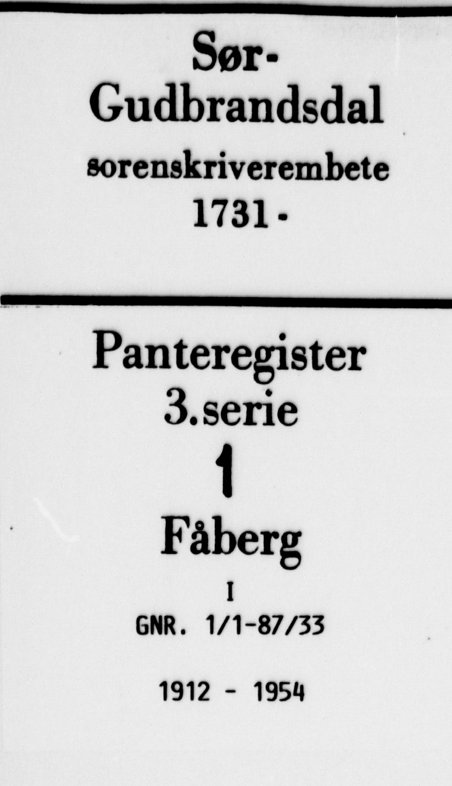 Sør-Gudbrandsdal tingrett, SAH/TING-004/H/Ha/Hae/L0001: Panteregister nr. 3.1, 1912-1954